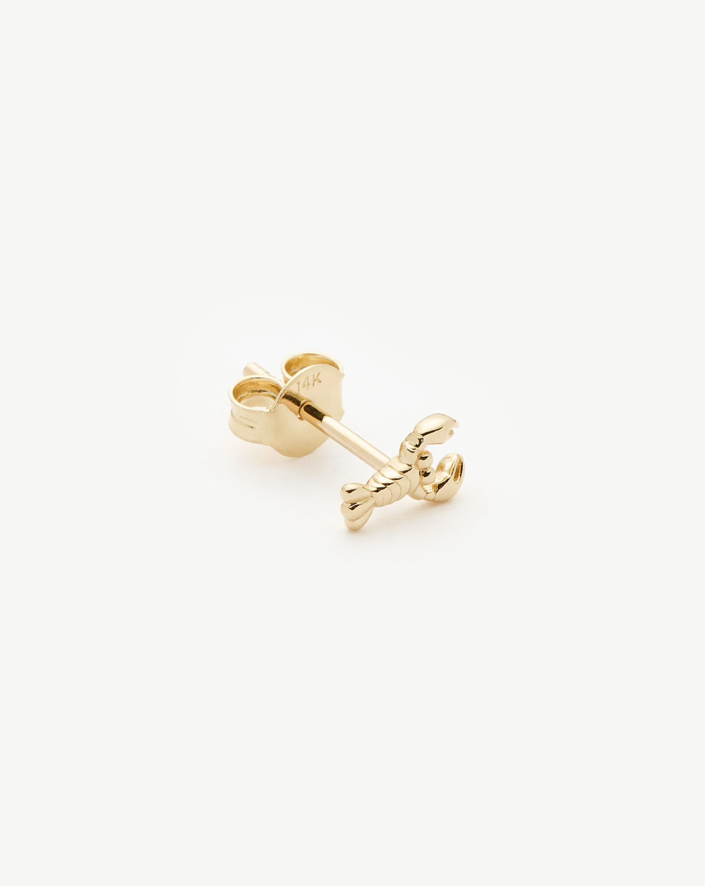 Solid Gold Lobster Single Stud Earring | 14k Solid Gold - Image 4