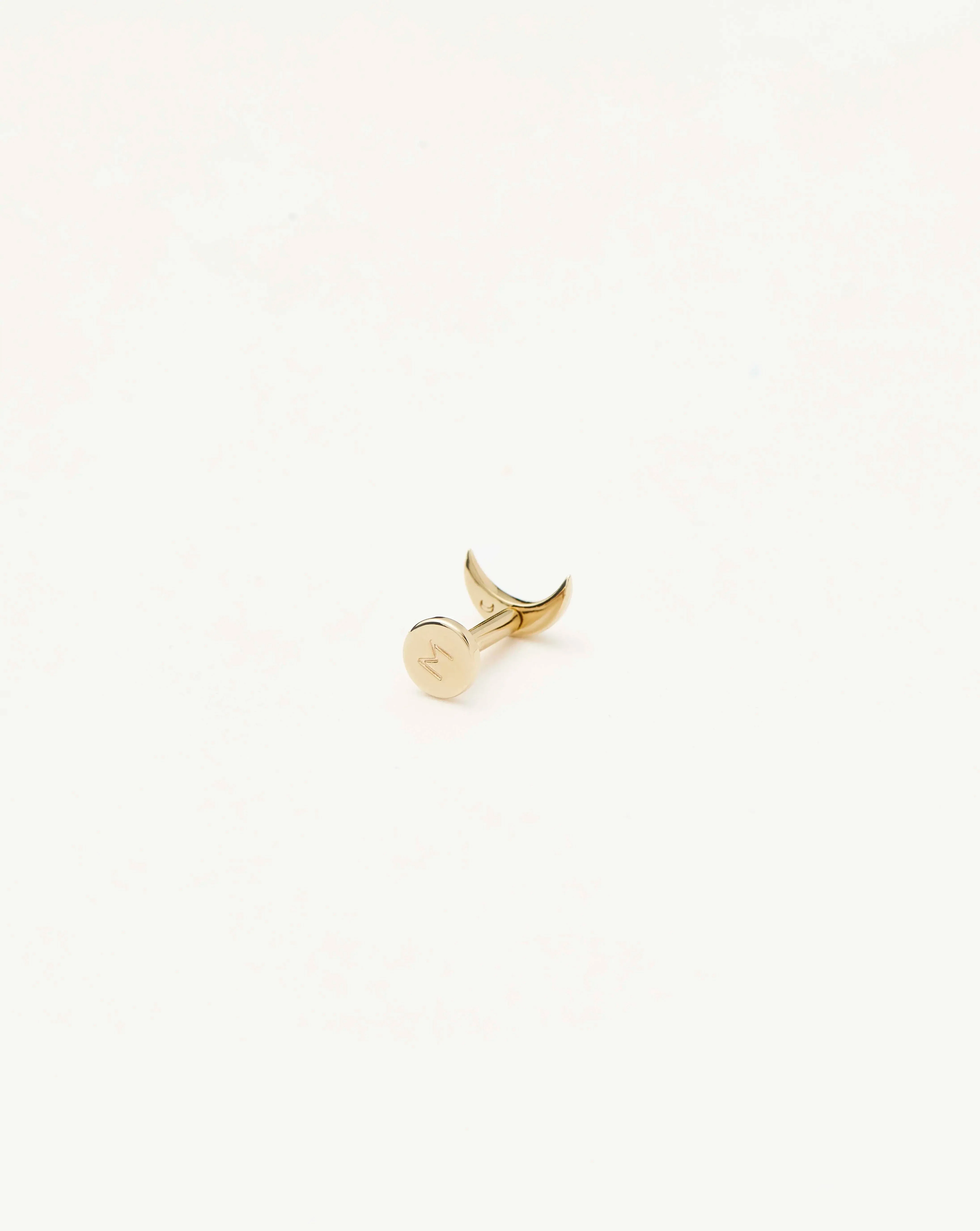 Solid Gold Moon Flat Back Stud Earring | 14k Yellow Gold - Image 3