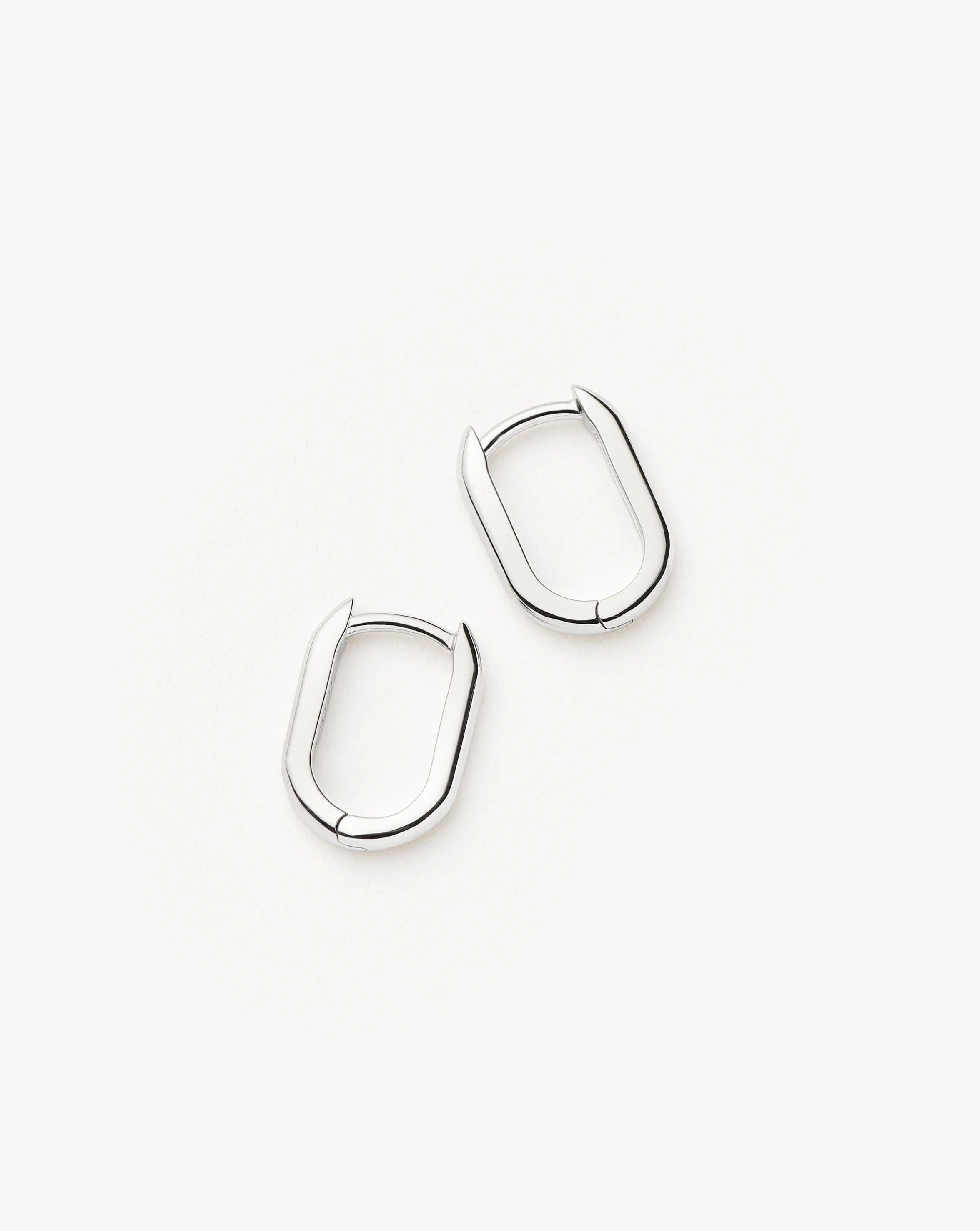 Solid Gold Ovate Mini Hoop Earrings | 14k Solid White Gold - Image 2