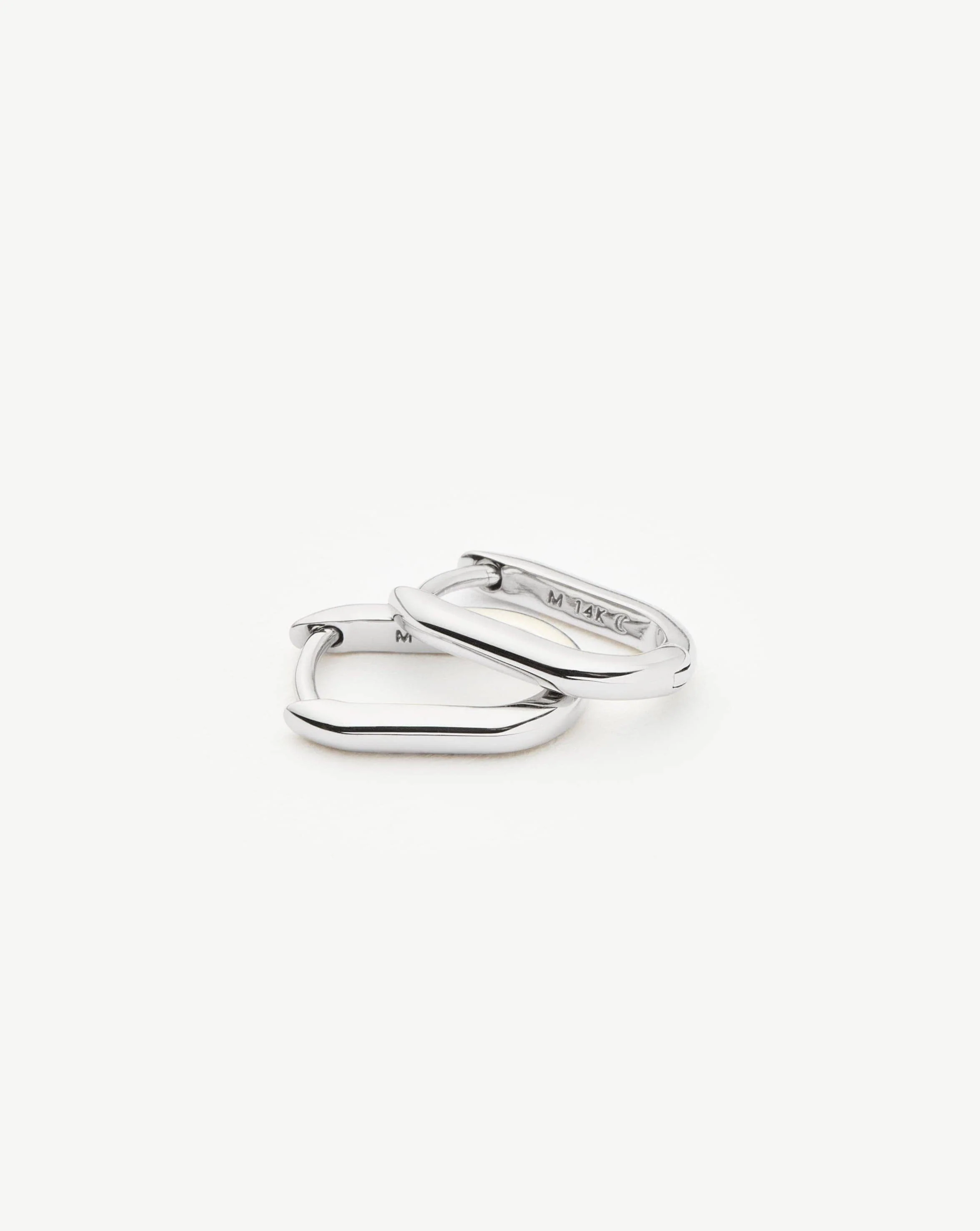Solid Gold Ovate Mini Hoop Earrings | 14k Solid White Gold - Image 3