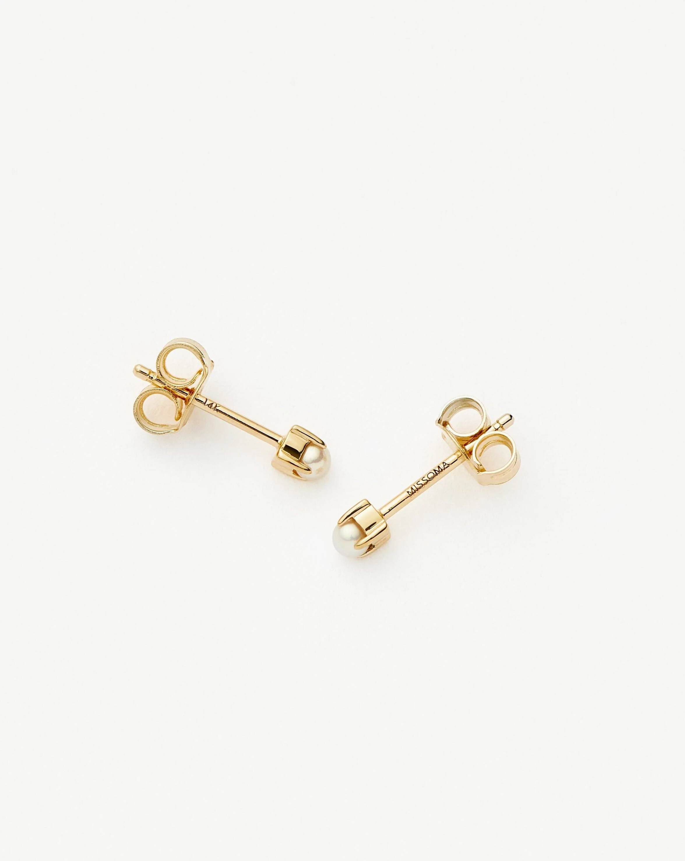 Solid Gold Pearl Stud Earrings | 14k Solid Gold/Pearl - Image 5
