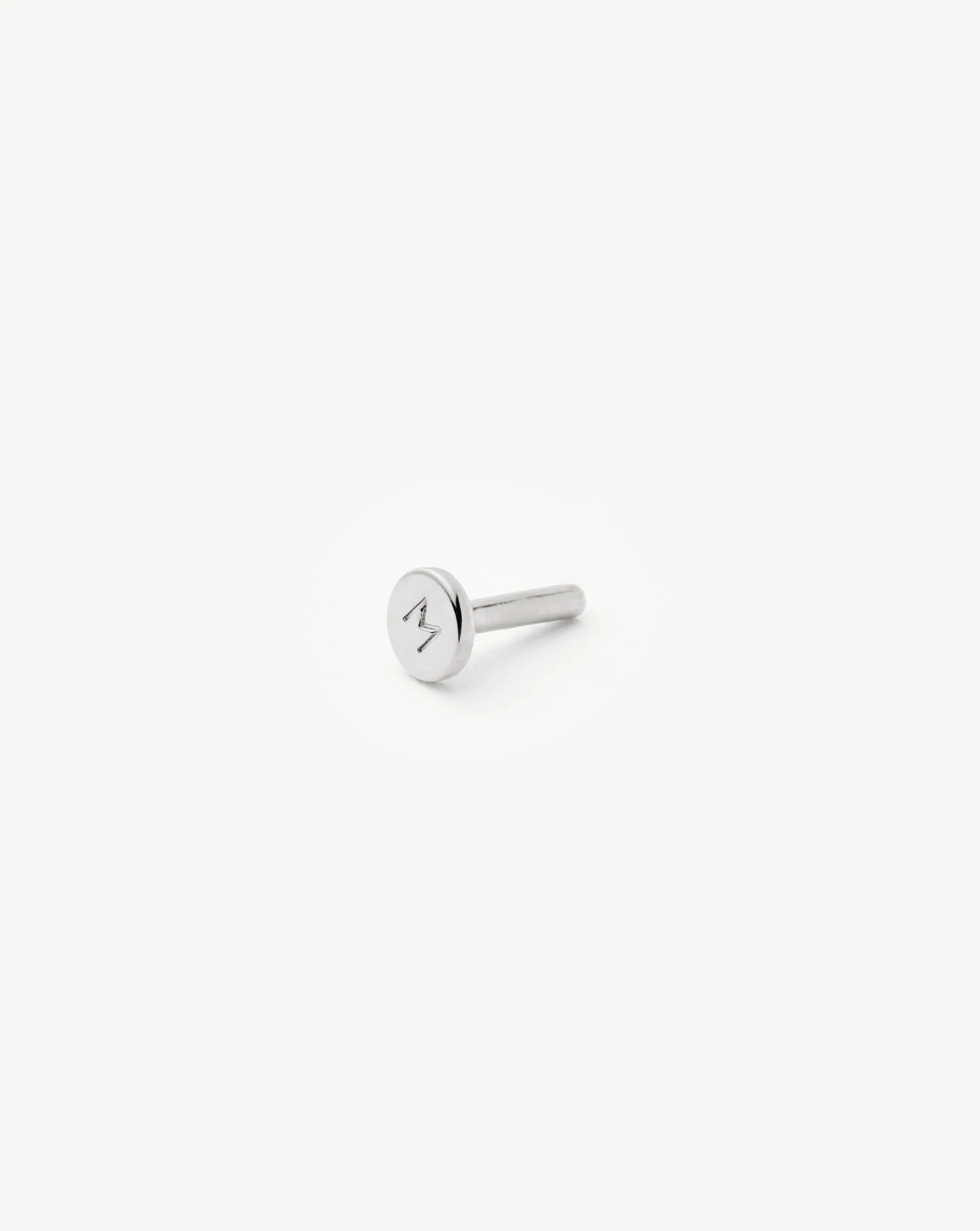 Solid Gold Square Solitaire Flat Back Stud Earring | 14k White Gold/Diamond - Image 3