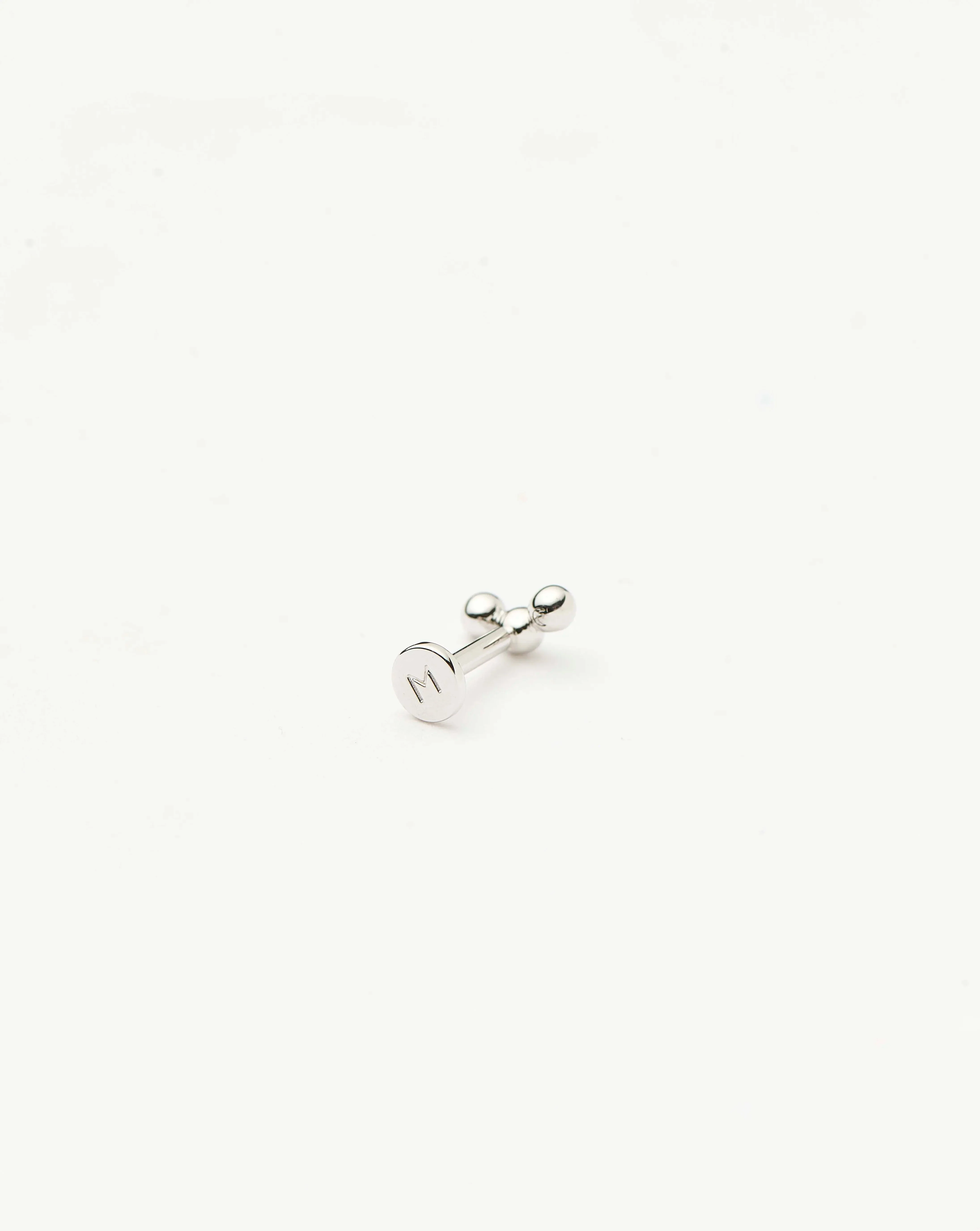 Solid Gold Trio Flat Back Stud Earring | 14k White Gold - Image 2