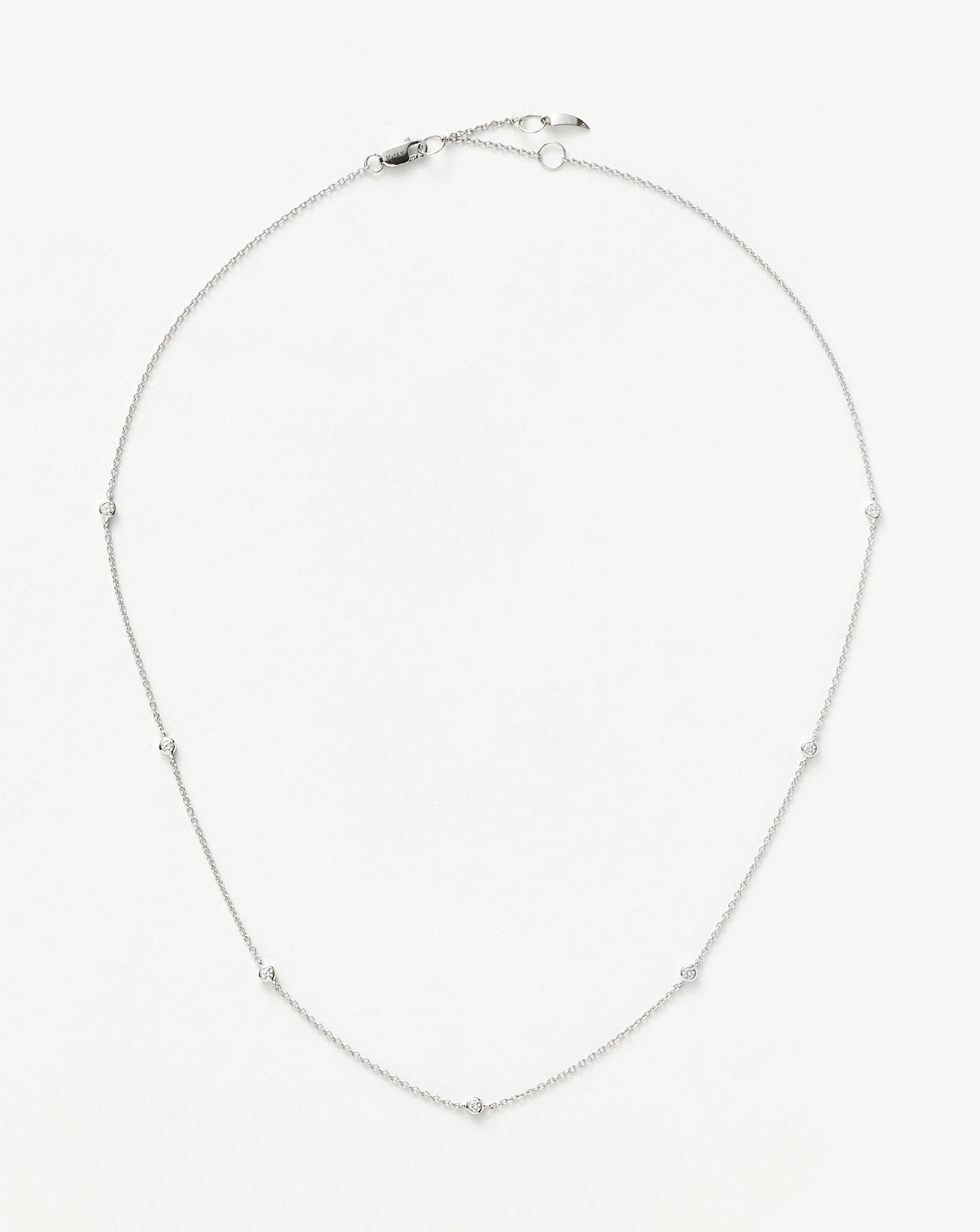 Solid Gold Floating Diamond Necklace | 14k White Gold