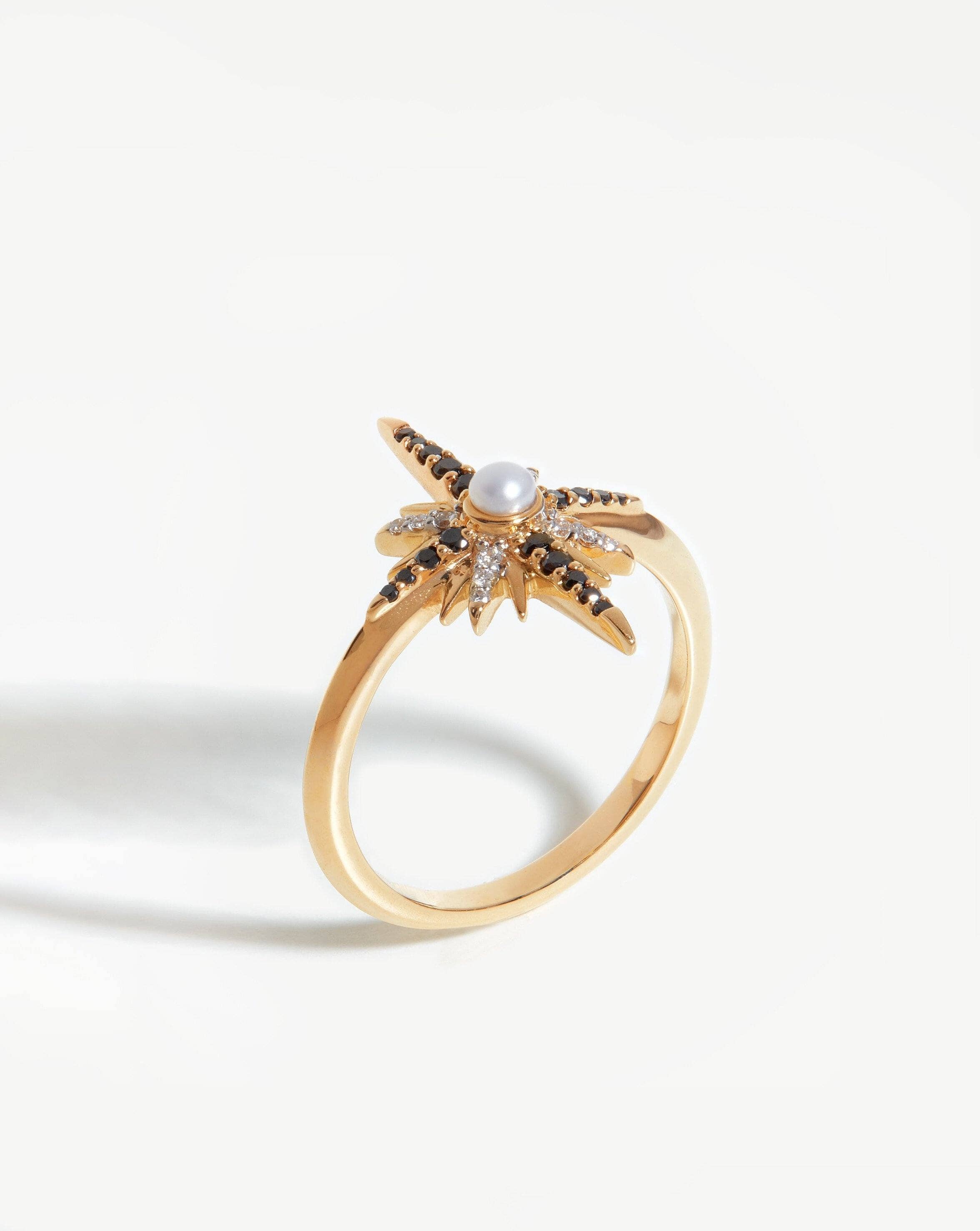Harris Reed Solid Gold Starlight Ring | 14k Solid Gold/Pearl & Diamond