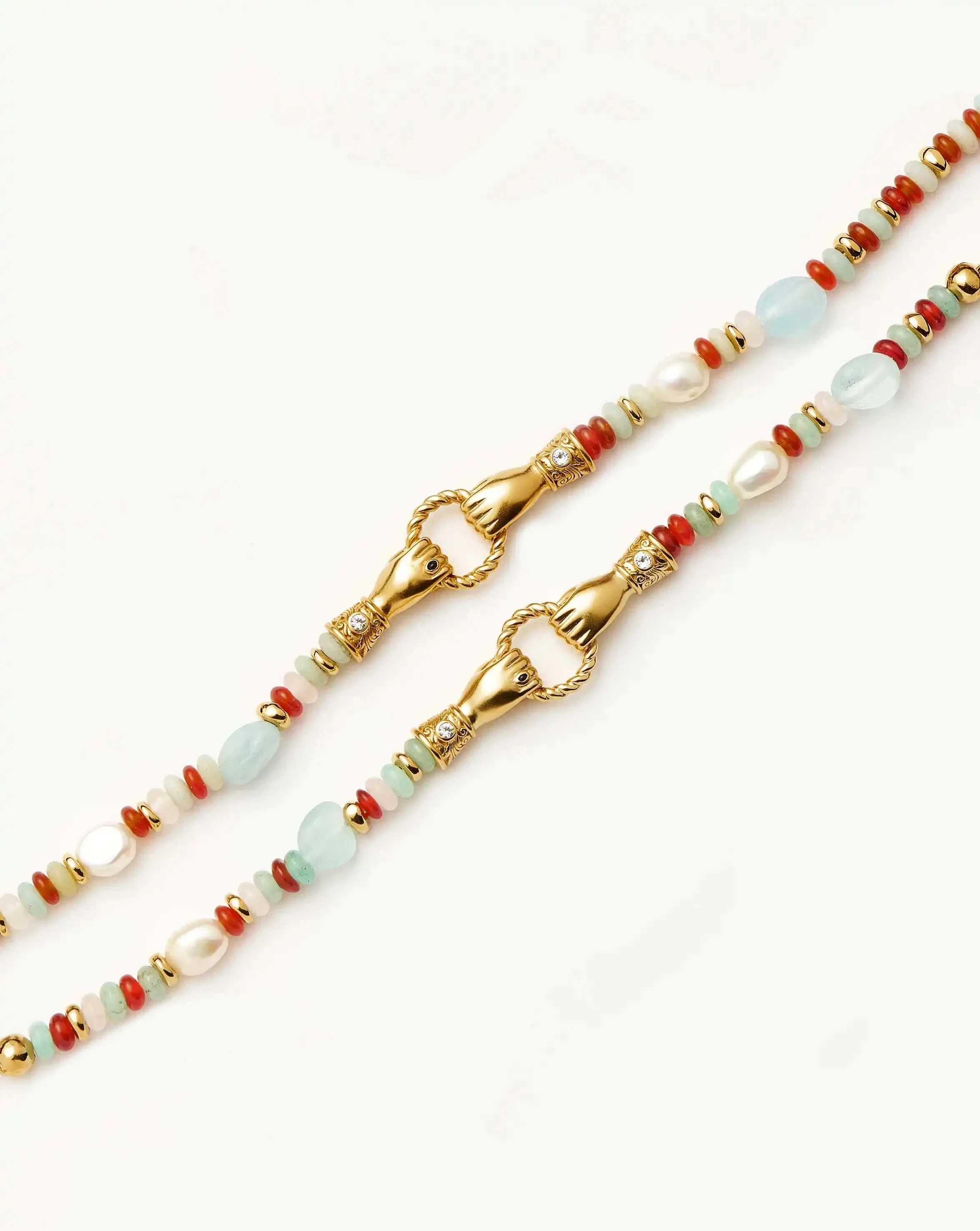 Harris Reed In Good Hands Beaded Gemstone Bracelet | 18k Gold Plated/Multi Gemstone & Pearl - Image 5