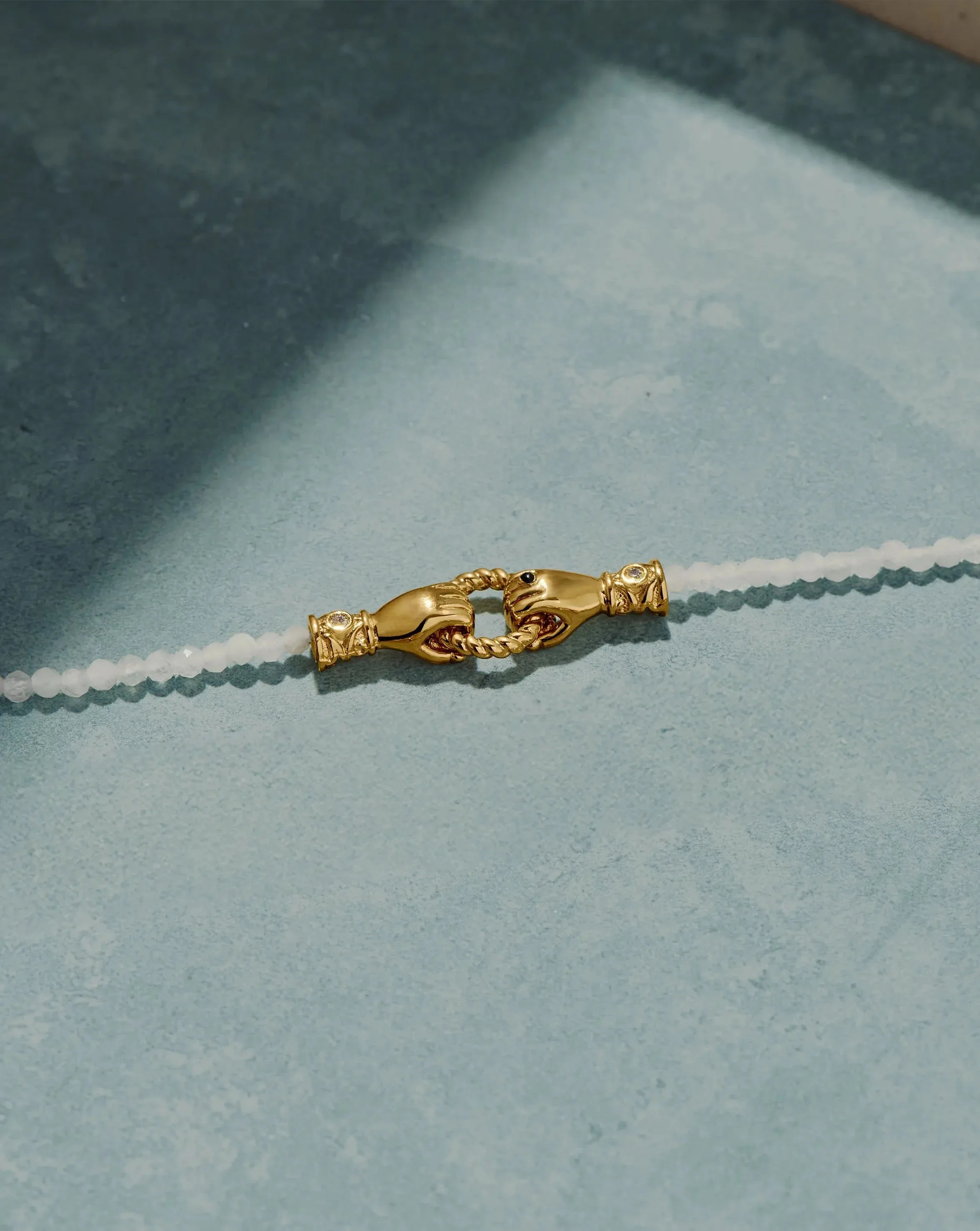 Harris Reed In Good Hands Mini Beaded Gemstone Bracelet | 18k Gold Plated/Rainbow Moonstone - Image 2