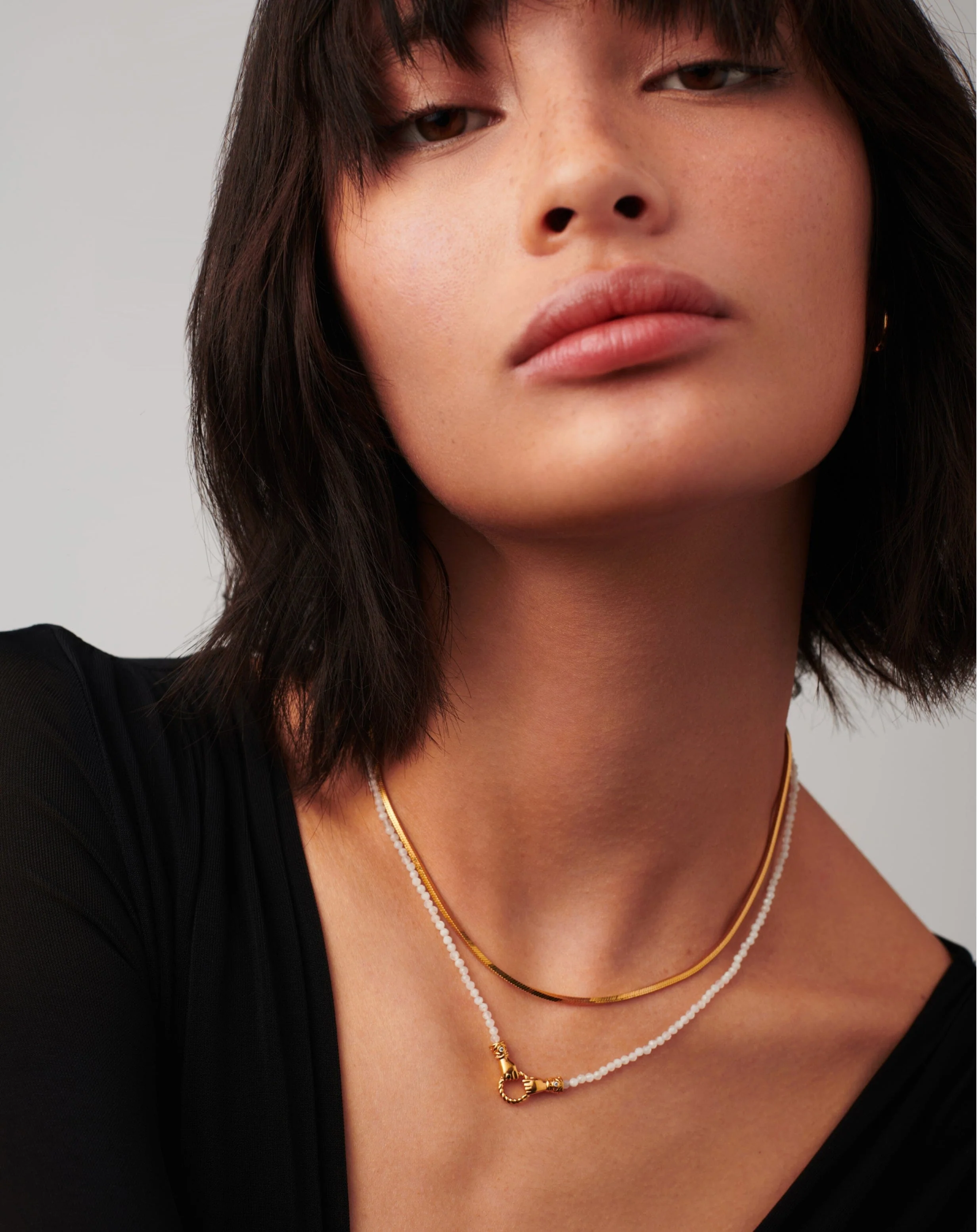 Harris Reed In Good Hands Mini Beaded Gemstone Necklace | 18k Gold Plated/Rainbow Moonstone - Image 3