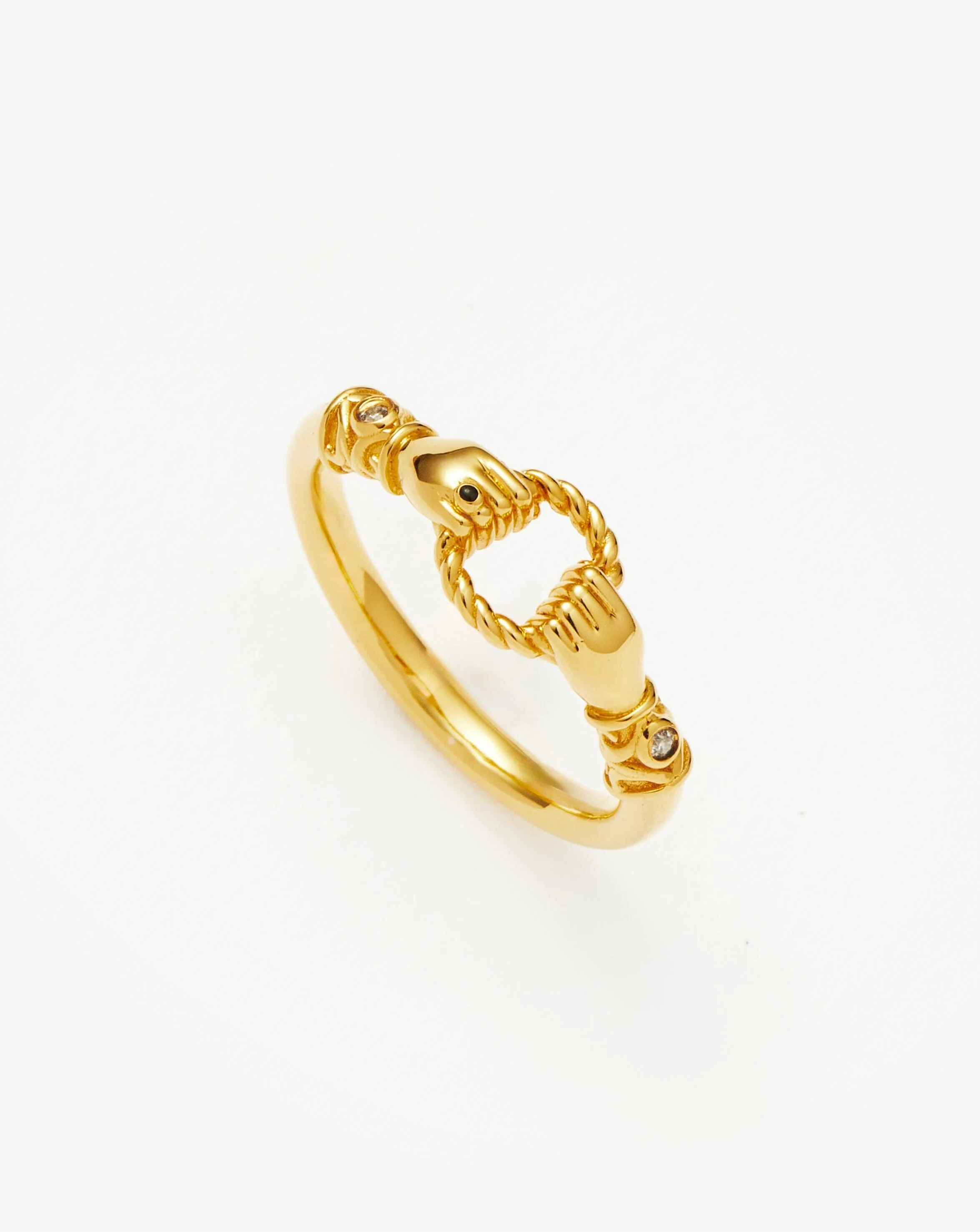 Harris Reed In Good Hands Stacking Ring | 18k Gold Plated/Cubic Zirconia & Black Onyx - Image 4