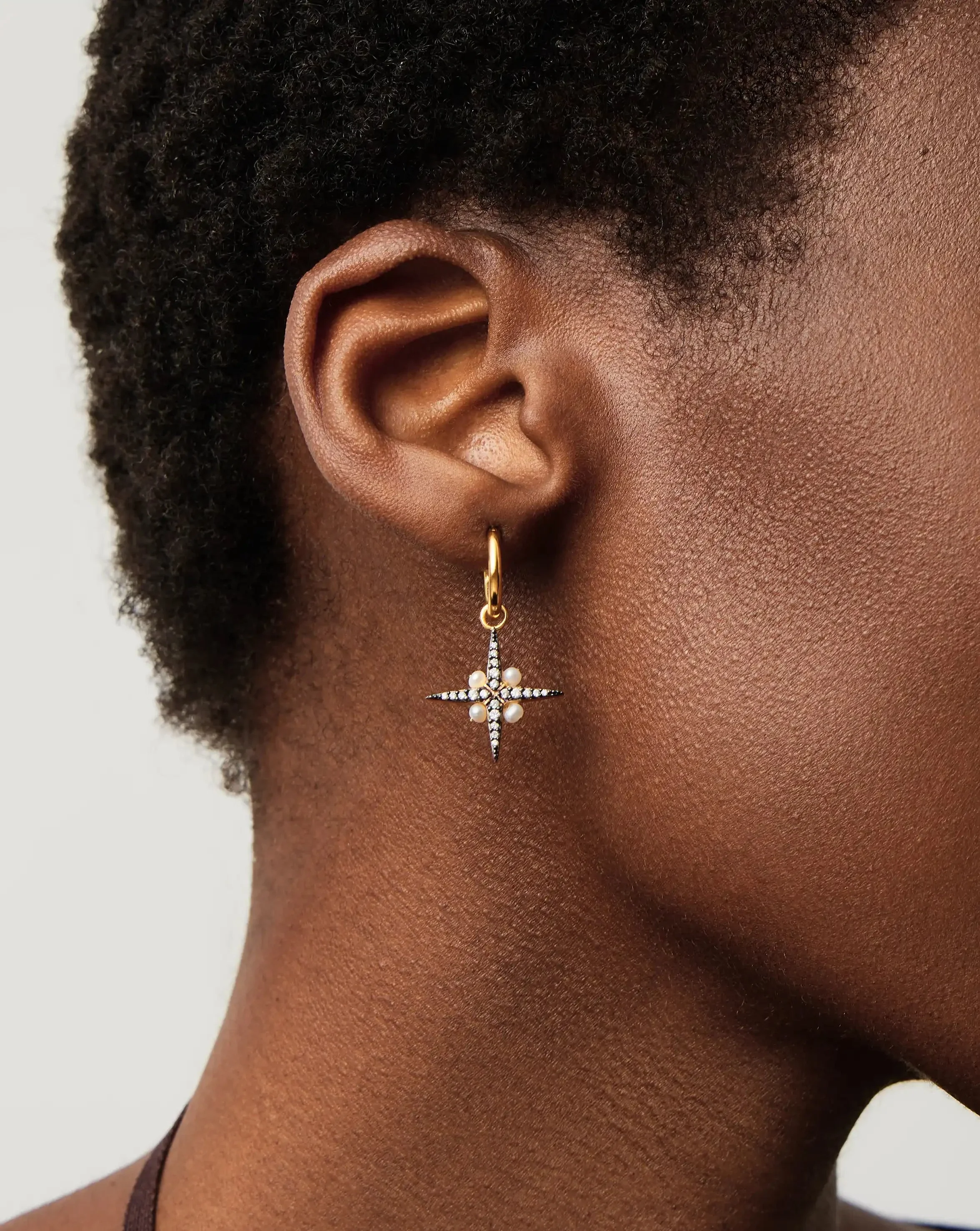 Harris Reed North Star Pearl Hoop Earrings | 18k Gold Vermeil/Pearl - Image 2