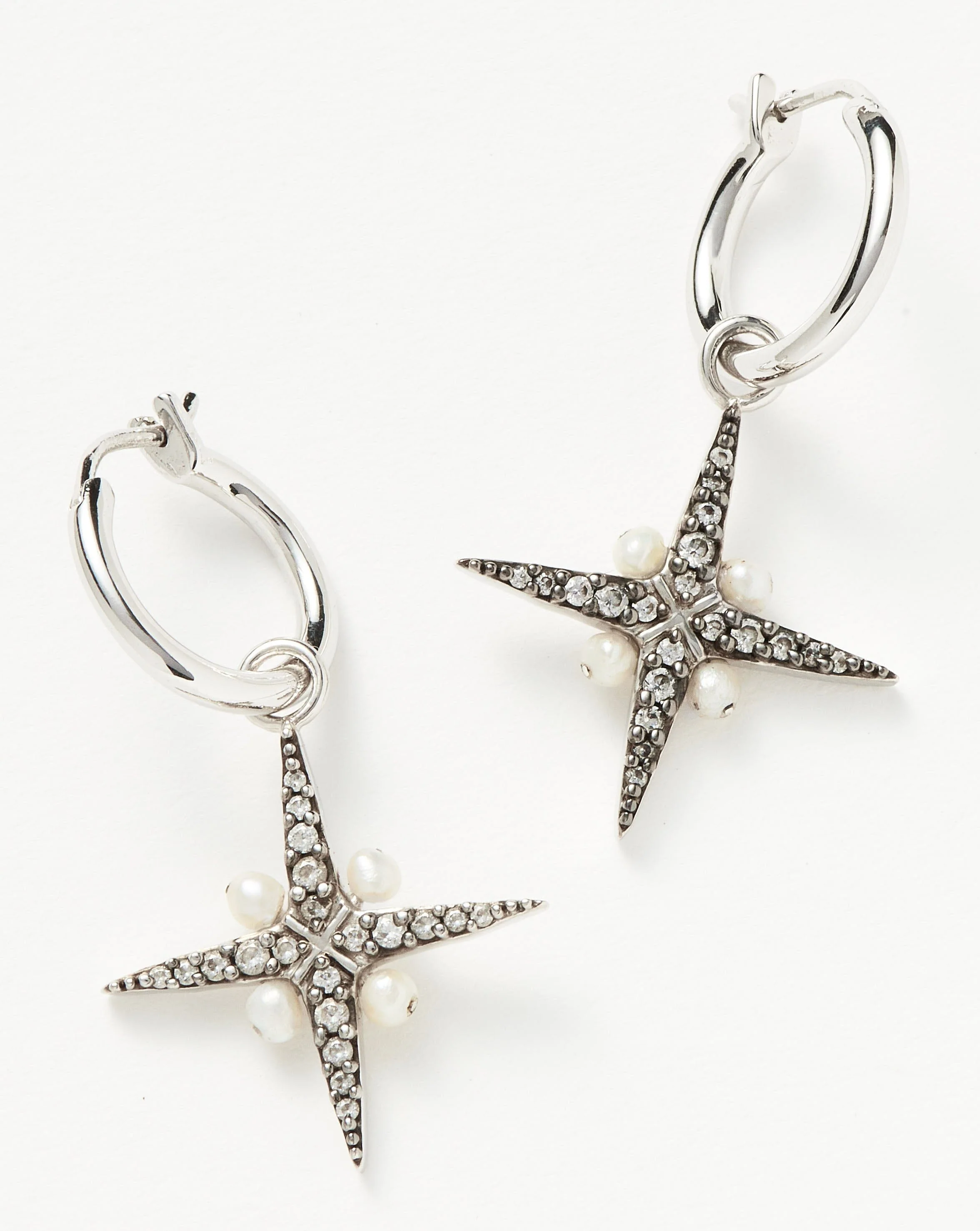 Harris Reed North Star Pearl Hoop Earrings | Sterling Silver/Pearl - Image 4