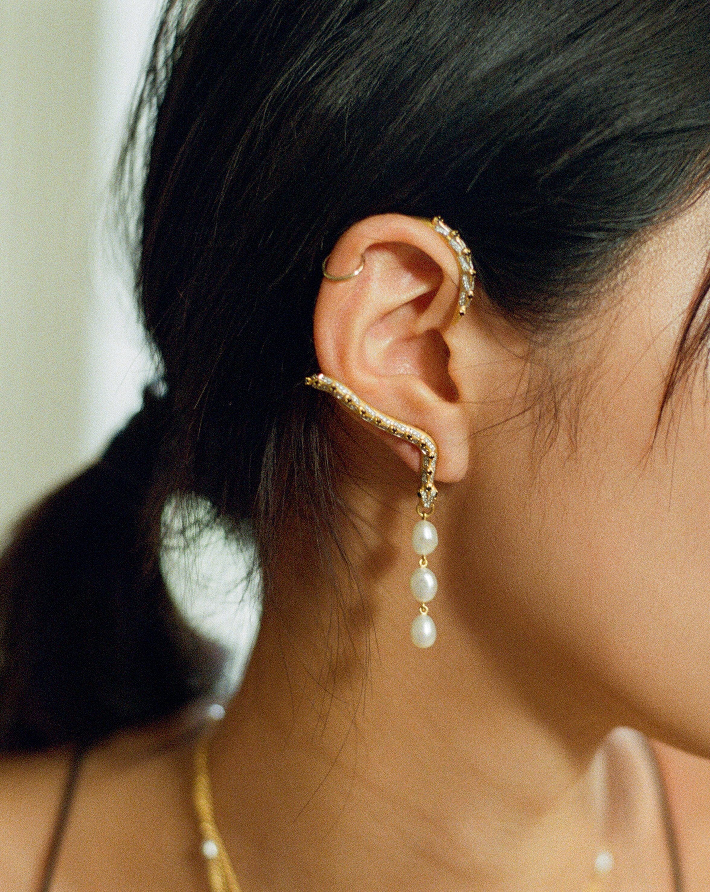 Harris Reed Pearl Serpent Ear Cuff | 18k Gold Plated/Pearl - Image 2