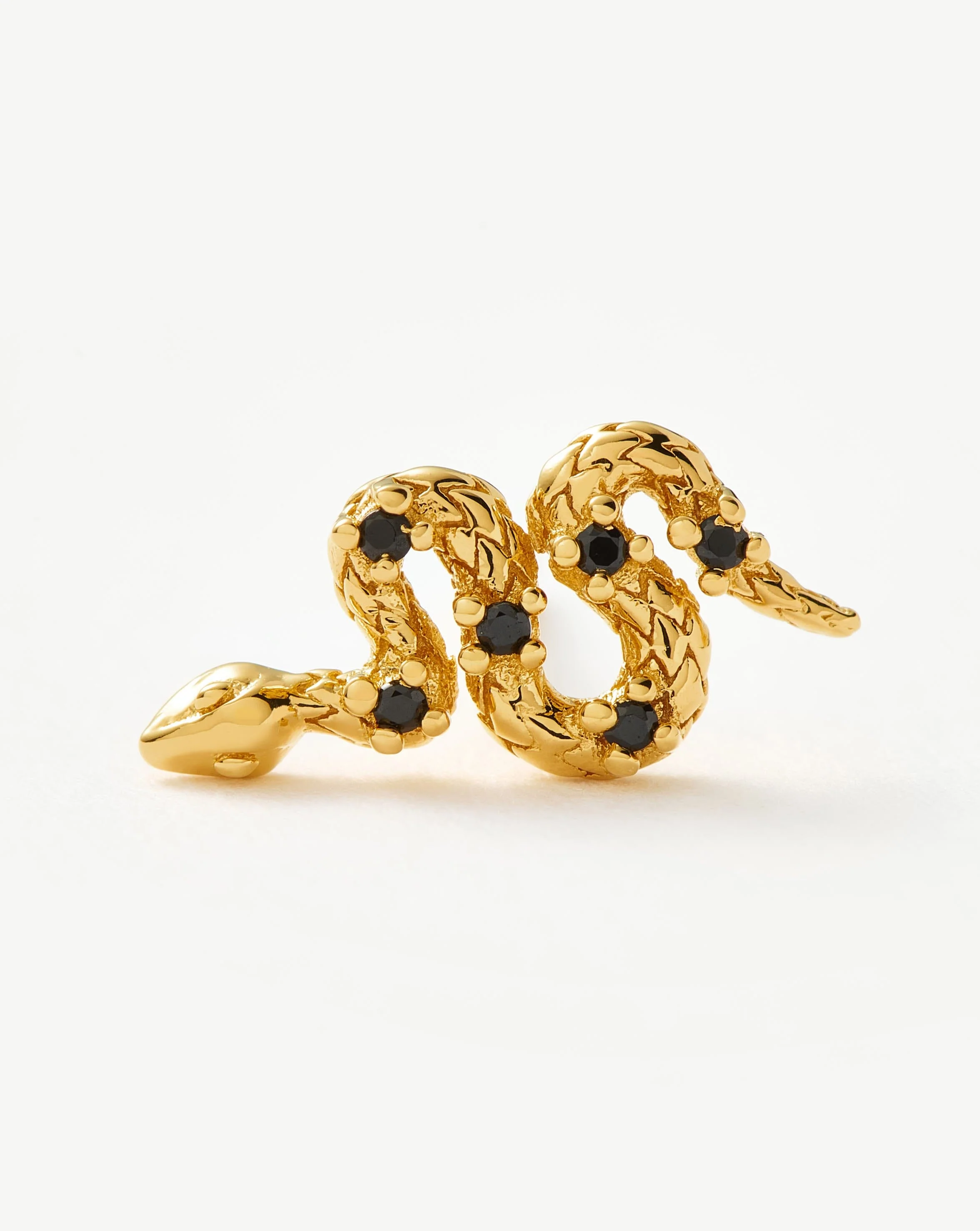 Harris Reed Serpent Single Stud Earring | 18k Gold Vermeil/Black Onyx - Image 4