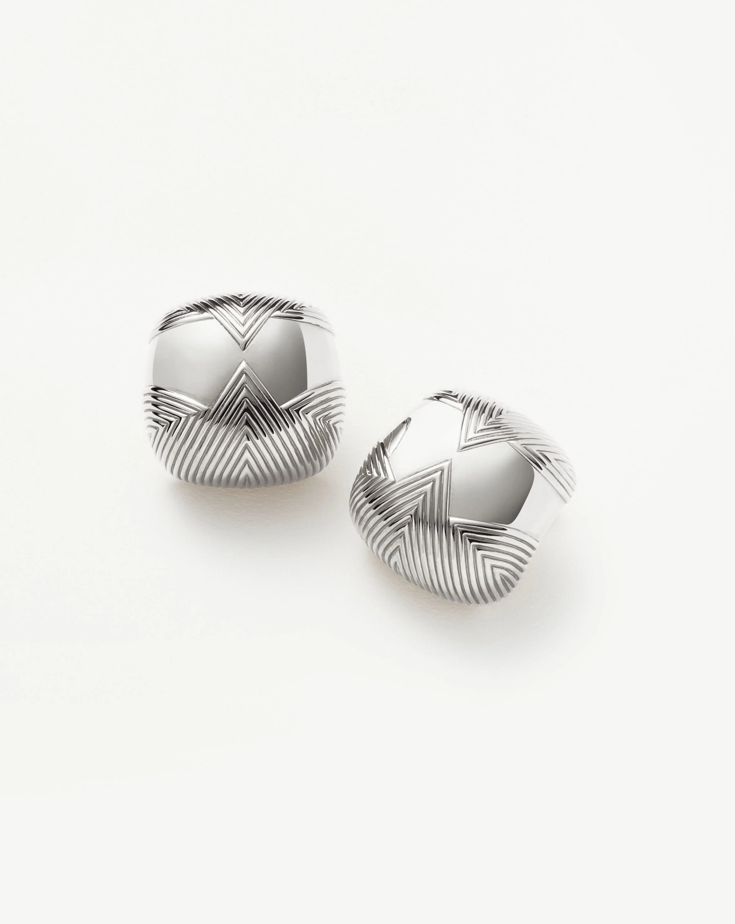 Hera Oversized Dome Ridge Stud Earrings | Silver Plated - Image 4