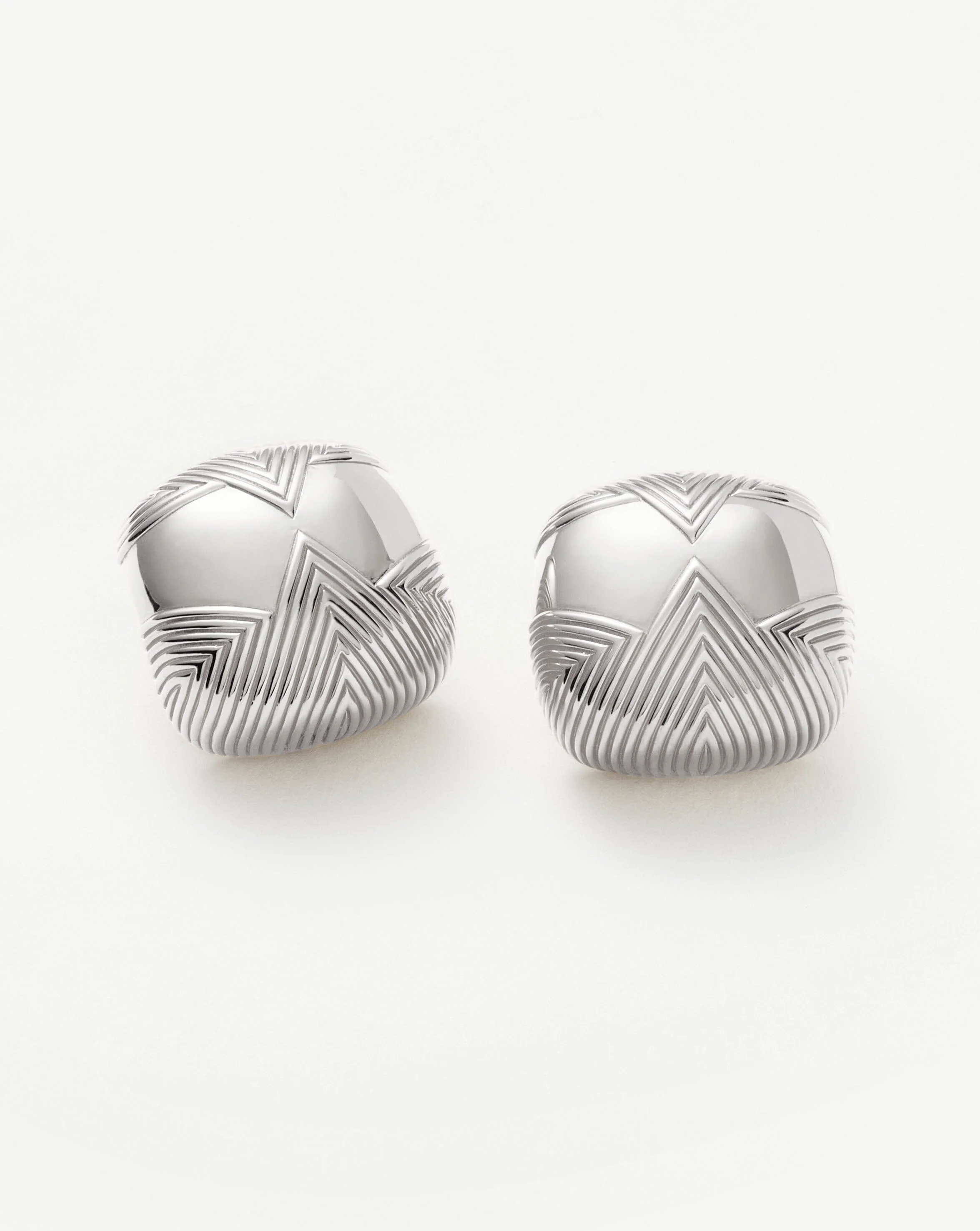 Hera Oversized Dome Ridge Stud Earrings | Silver Plated - Image 5