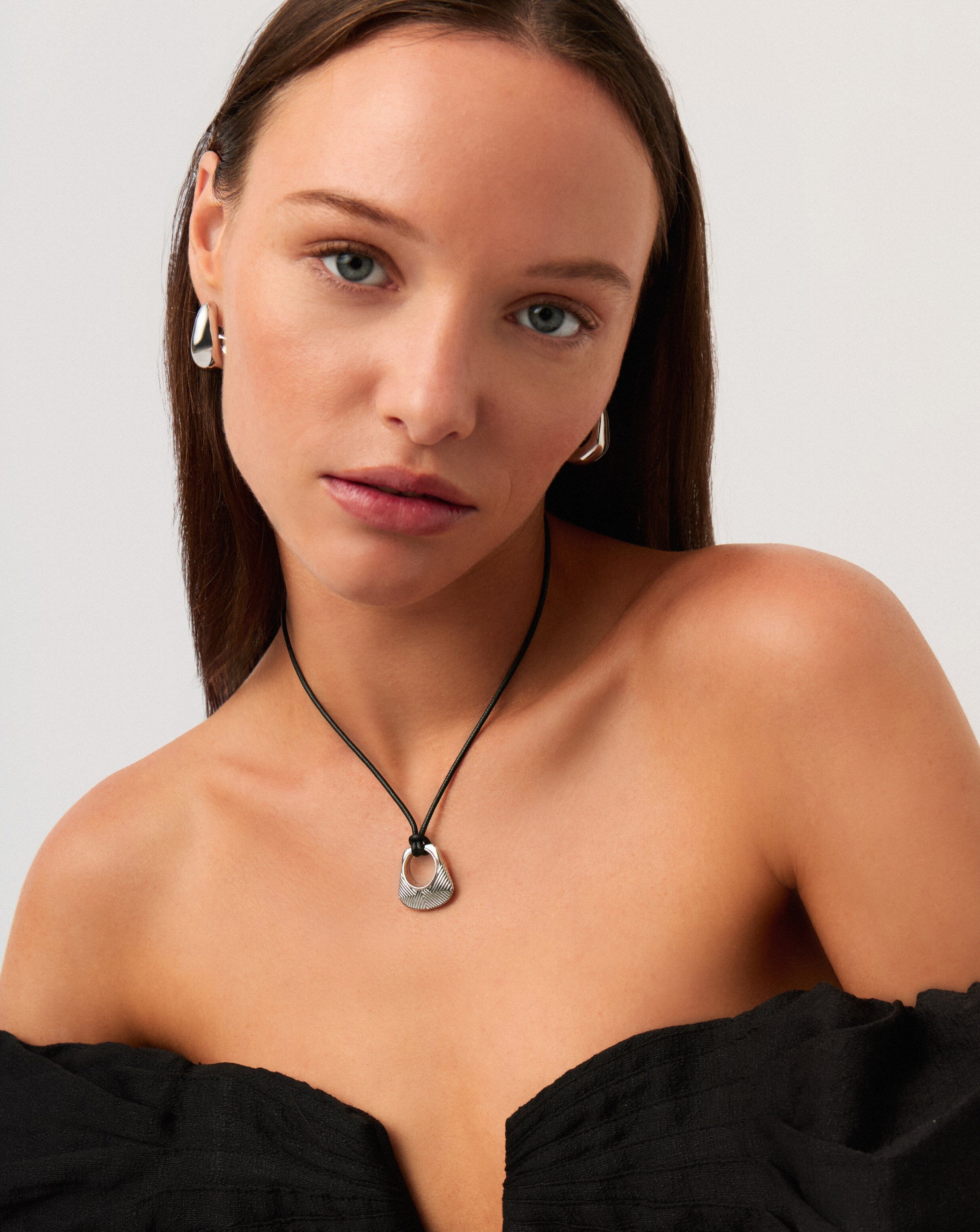 Hera Ridge Pendant Cord Necklace | Silver Plated - Image 3