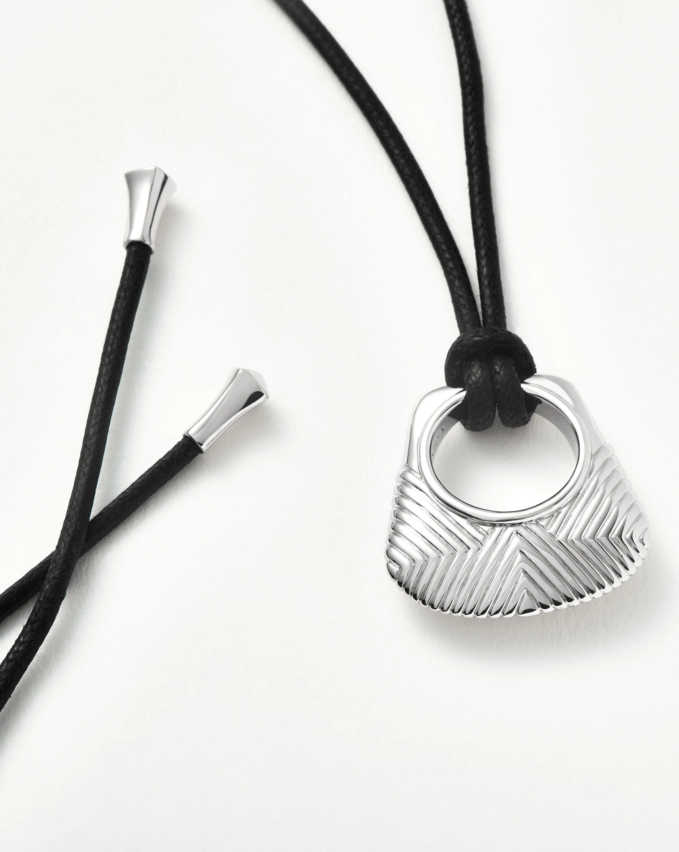 Hera Ridge Pendant Cord Necklace | Silver Plated - Image 4