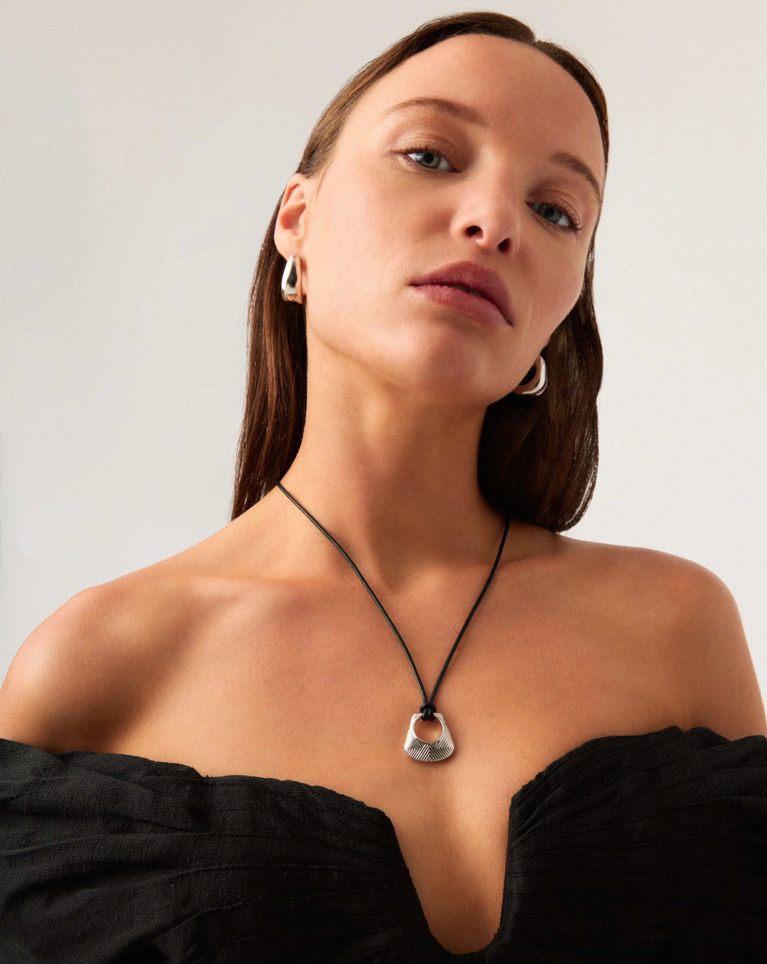 Hera Ridge Pendant Cord Necklace | Silver Plated - Image 6