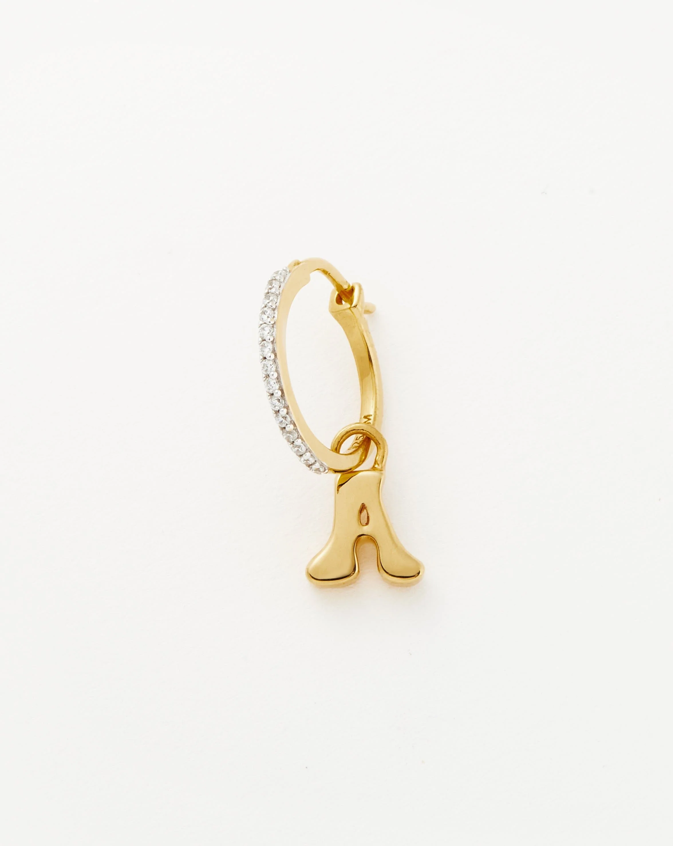 Initial Single Charm Hoop Earring - Initial A | 18k Gold Vermeil