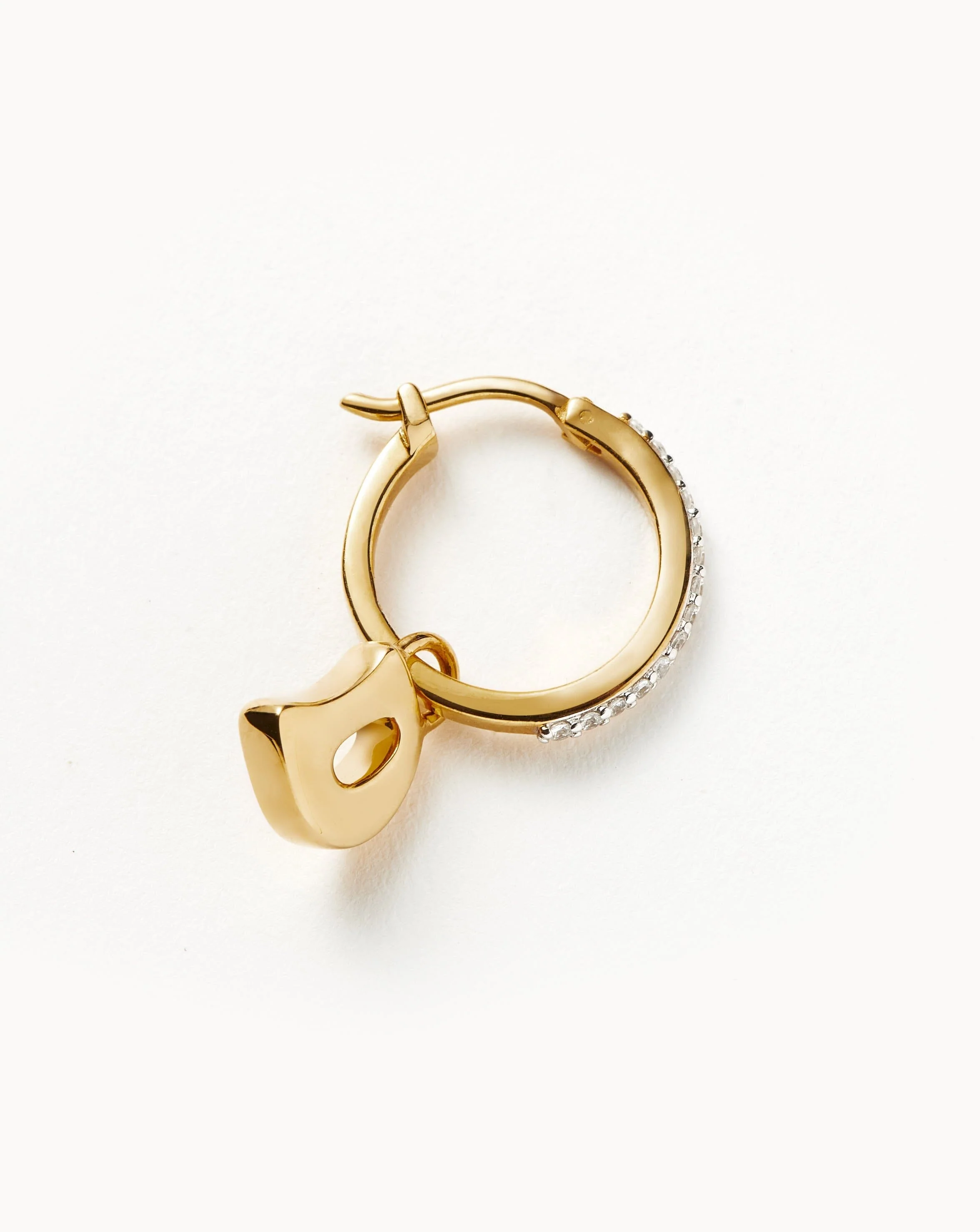 Initial Single Charm Hoop Earring - Initial D | 18k Gold Vermeil - Image 2