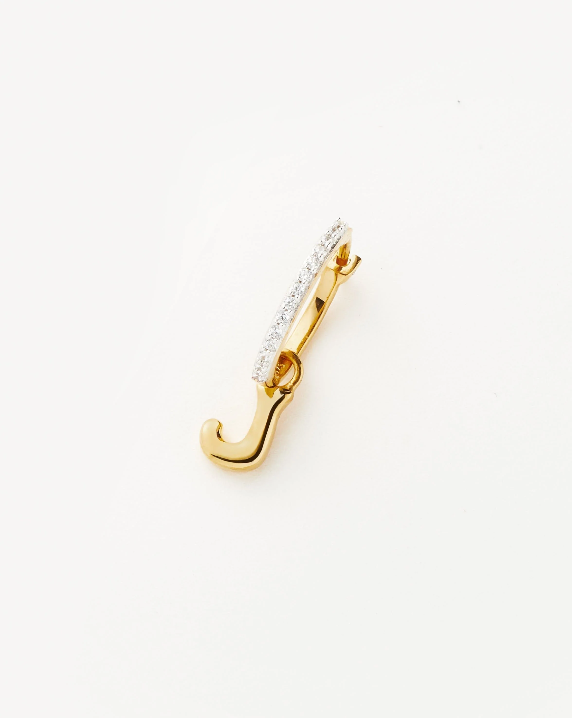 Initial Single Charm Hoop Earring - Initial J | 18k Gold Vermeil