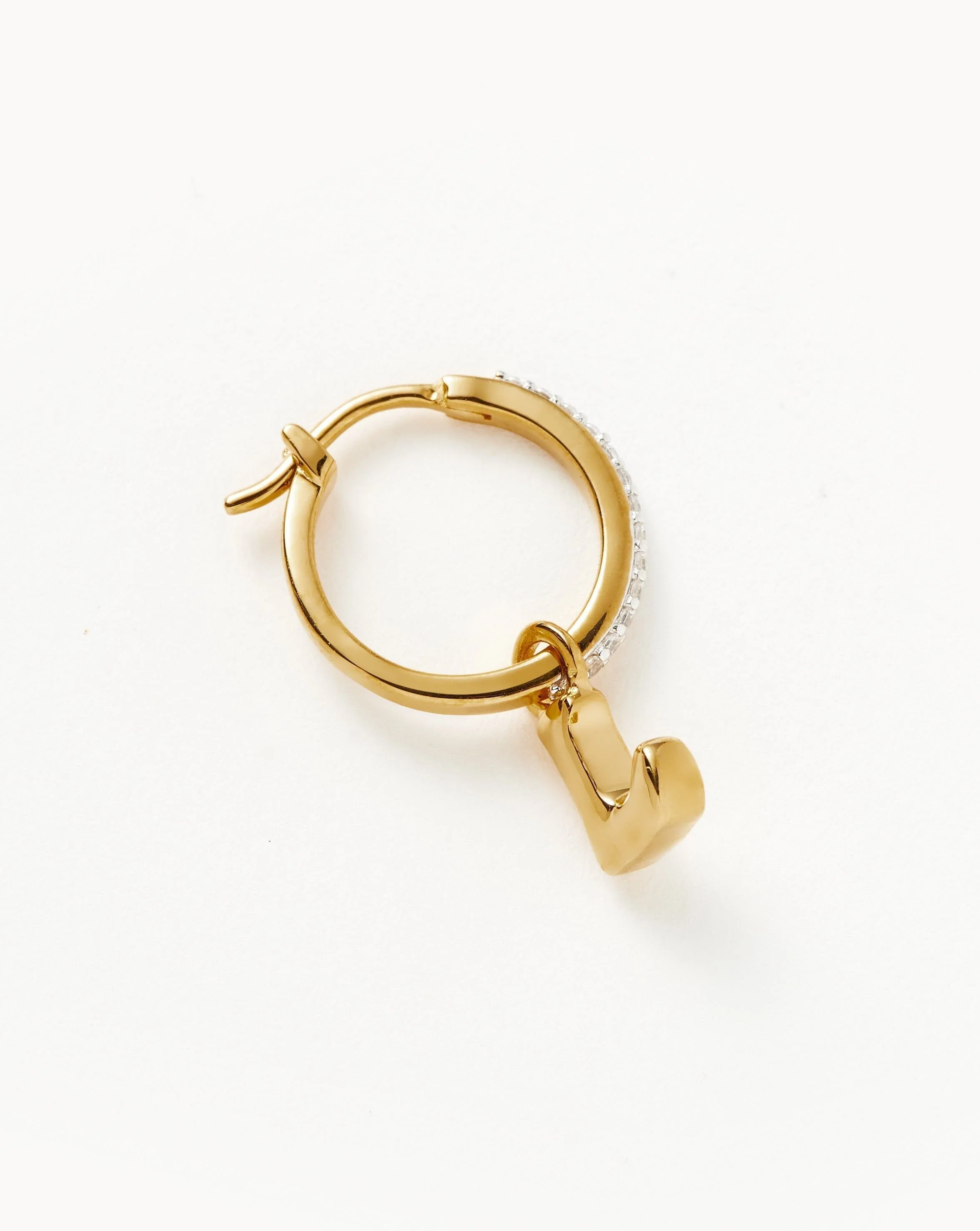 Initial Single Charm Hoop Earring - Initial L | 18k Gold Vermeil - Image 4