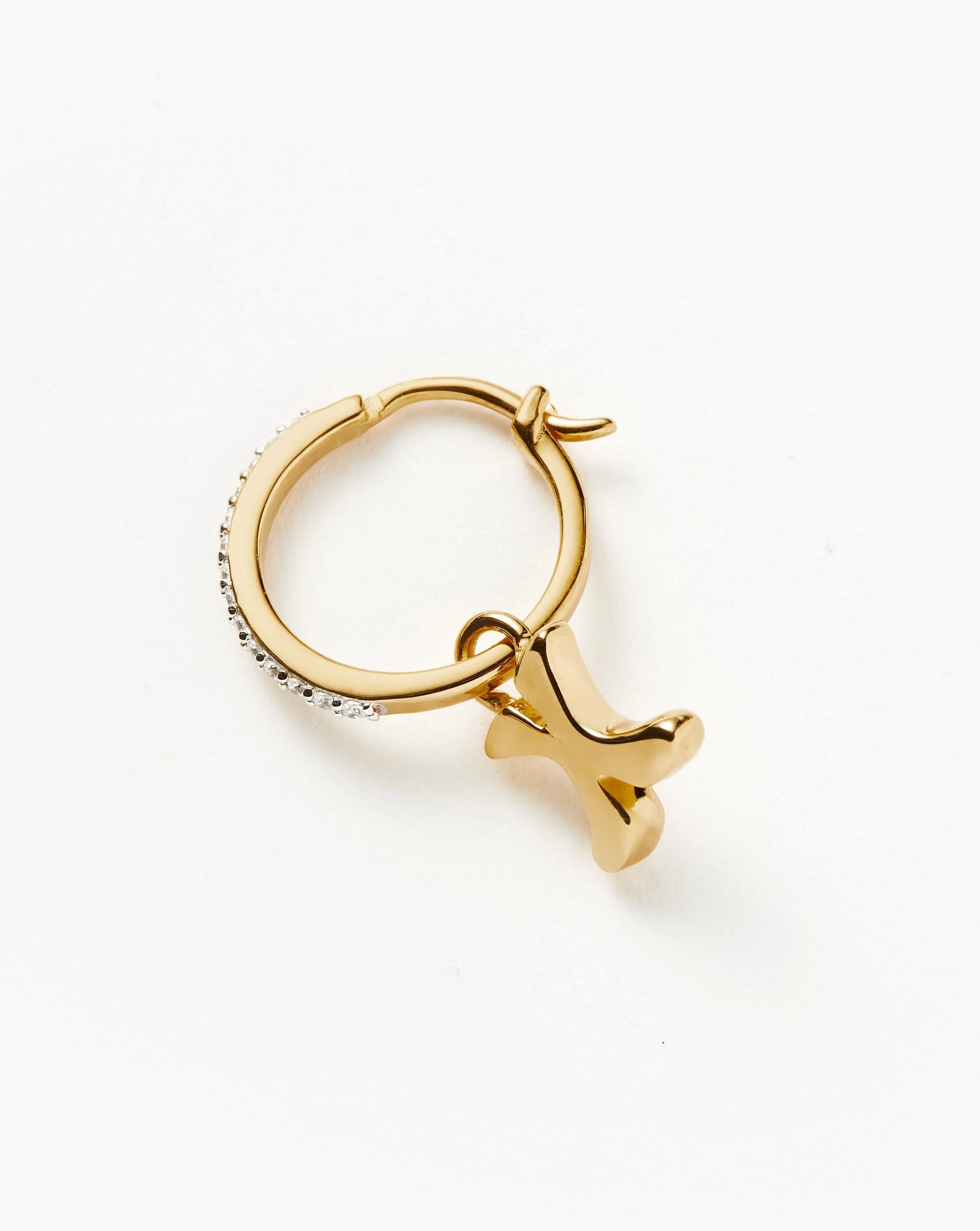 Initial Single Charm Hoop Earring - Initial X | 18k Gold Vermeil - Image 2