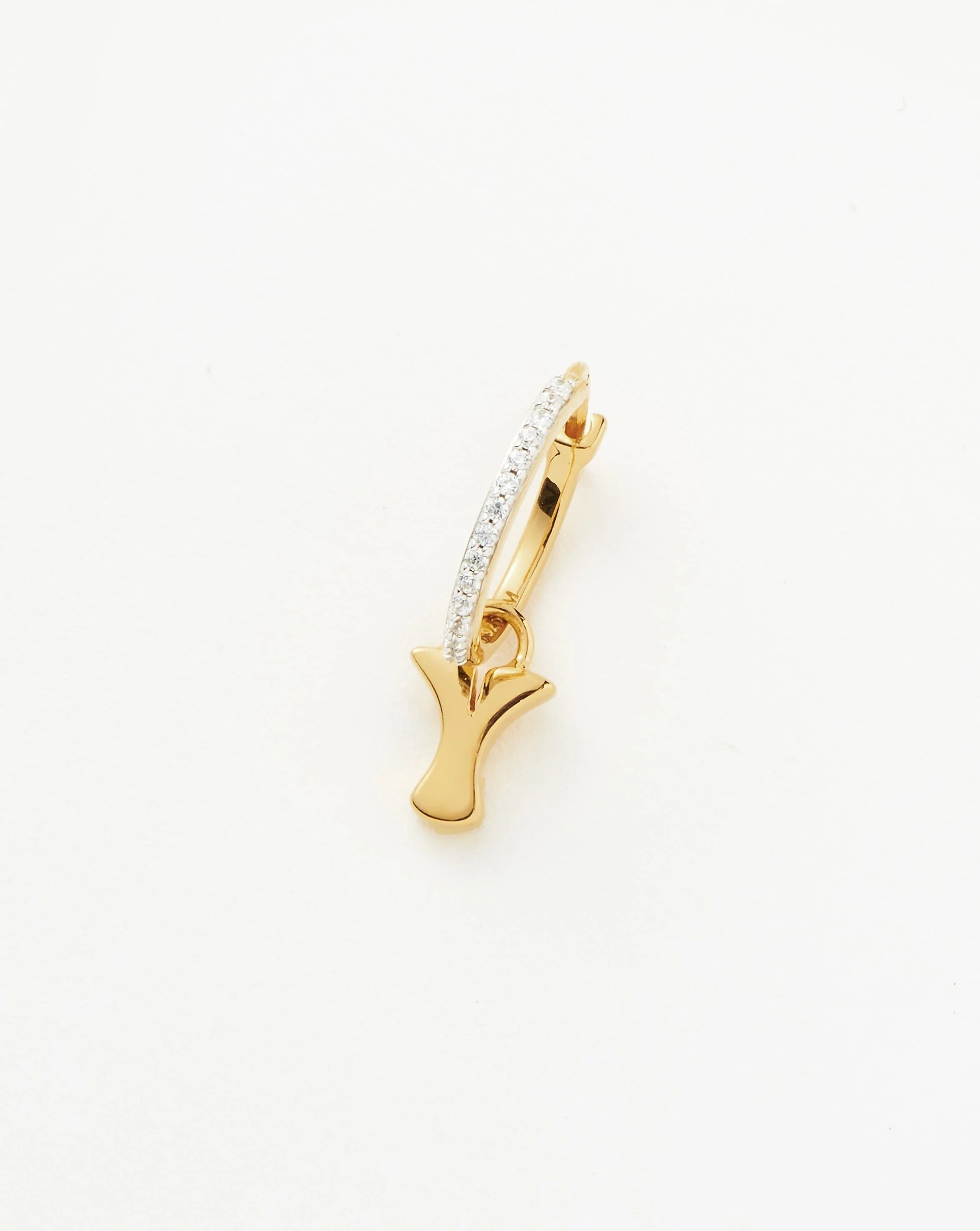 Initial Single Charm Hoop Earring - Initial Y | 18k Gold Vermeil
