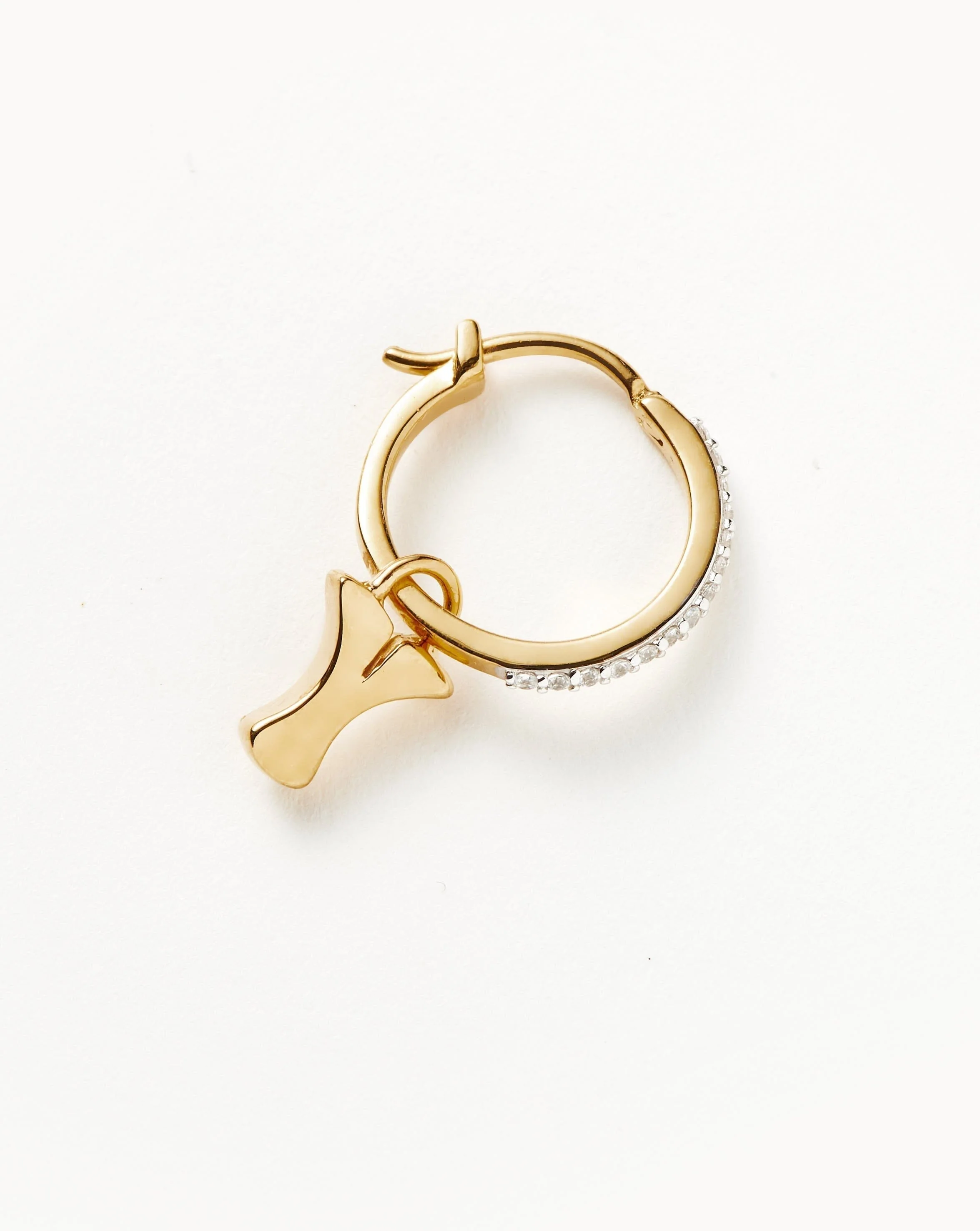 Initial Single Charm Hoop Earring - Initial Y | 18k Gold Vermeil - Image 2