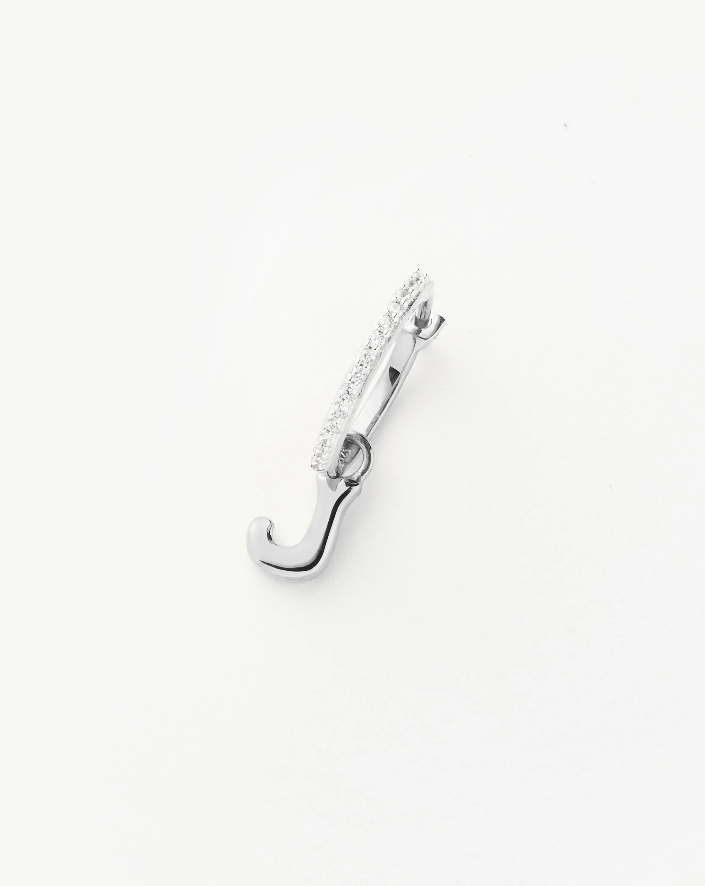 Initial Single Charm Hoop Earring - Initial J | Sterling Silver