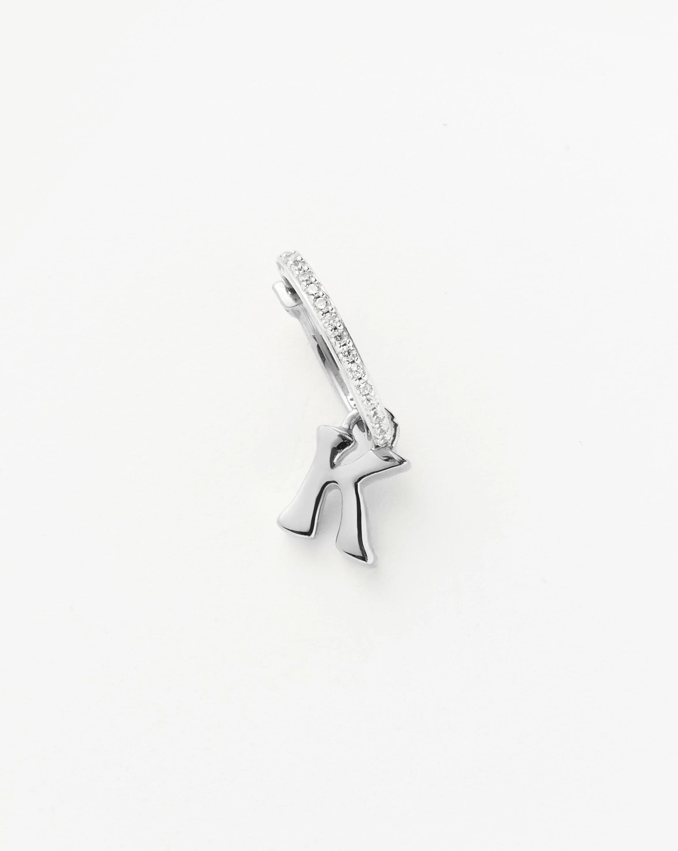 Initial Single Charm Hoop Earring - Initial J | Sterling Silver - Image 5