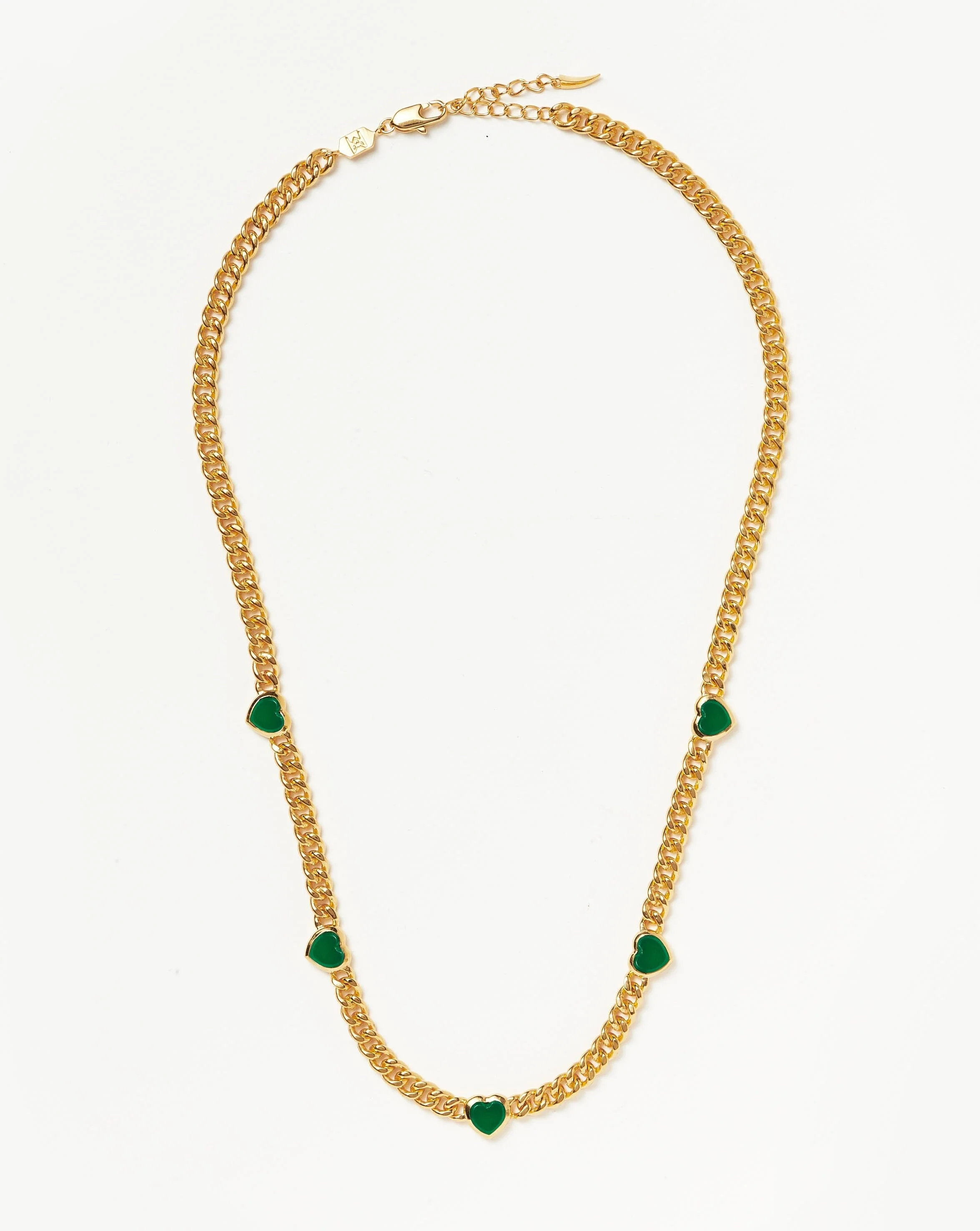 Jelly Heart Gemstone Charm Necklace | 18k Gold Plated/Green Chalcedony