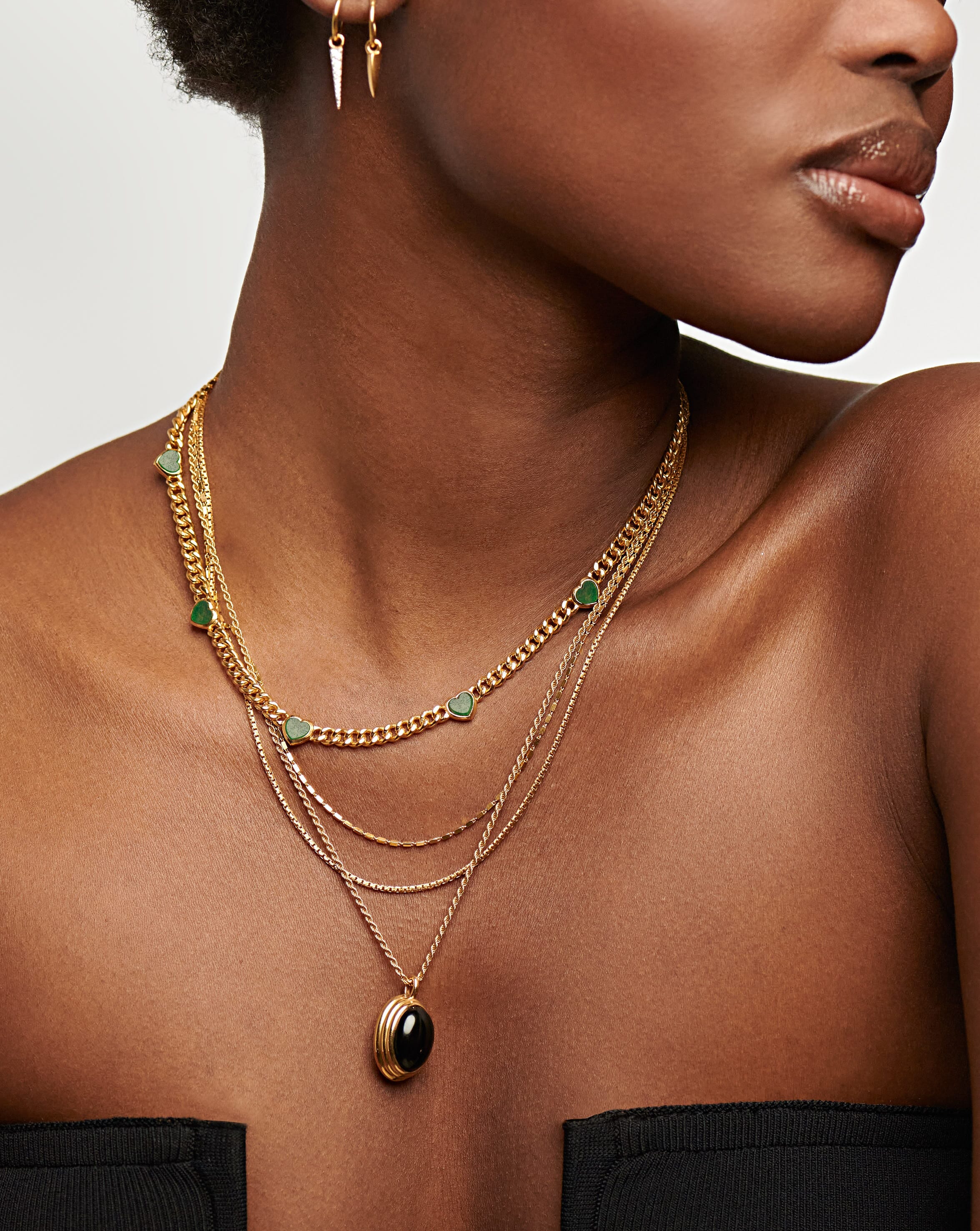 Jelly Heart Gemstone Charm Necklace | 18k Gold Plated/Green Chalcedony - Image 3