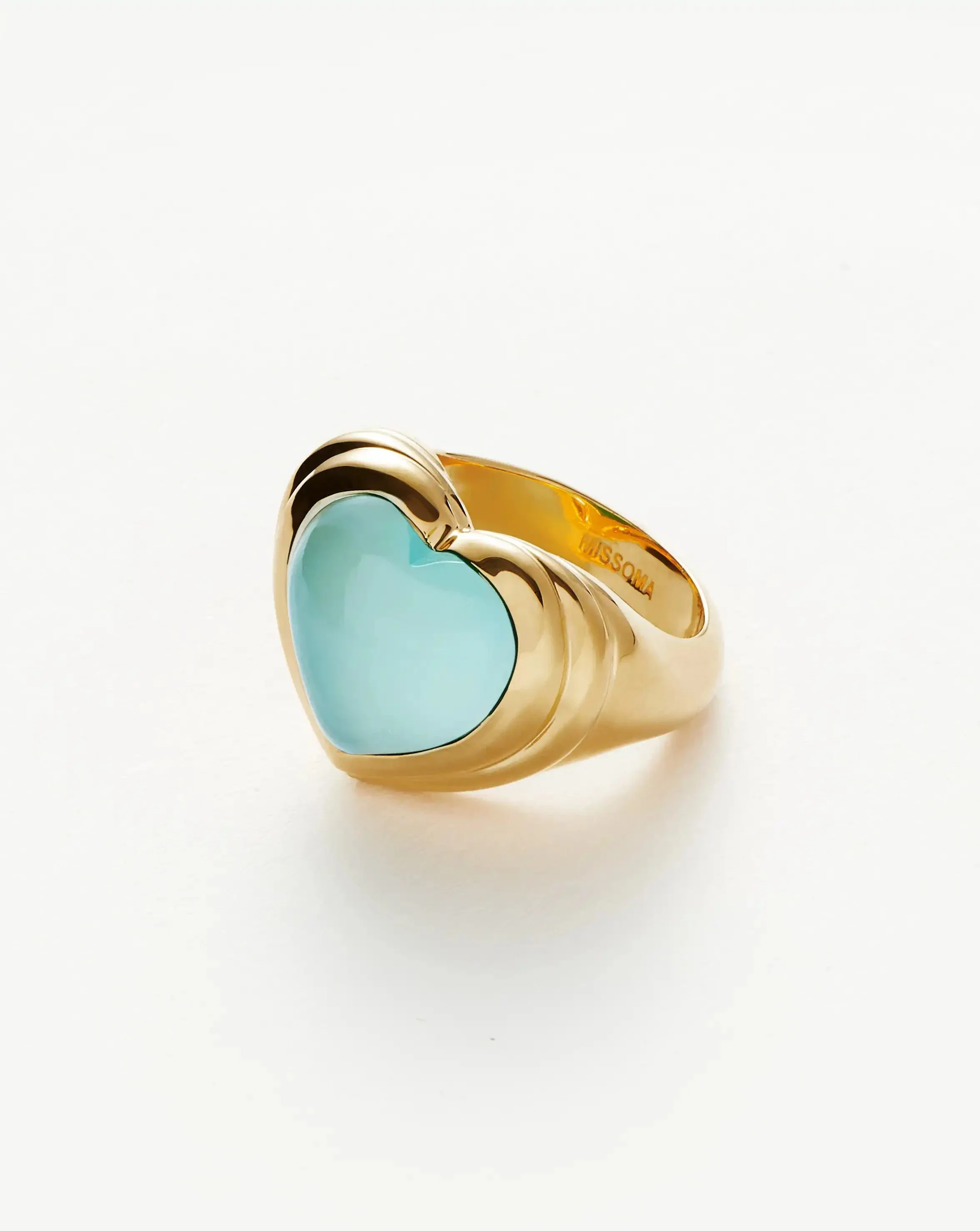 Jelly Heart Gemstone Ring | 18k Gold Plated/Aqua Chalcedony - Image 4