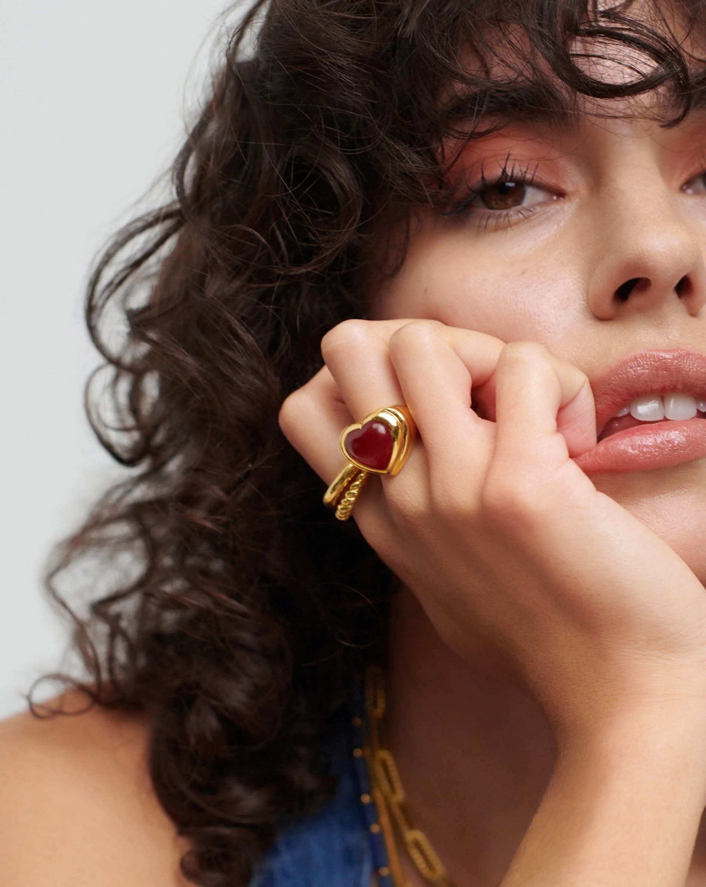 Jelly Heart Gemstone Ring | 18k Gold Plated/Pink Quartz - Image 2