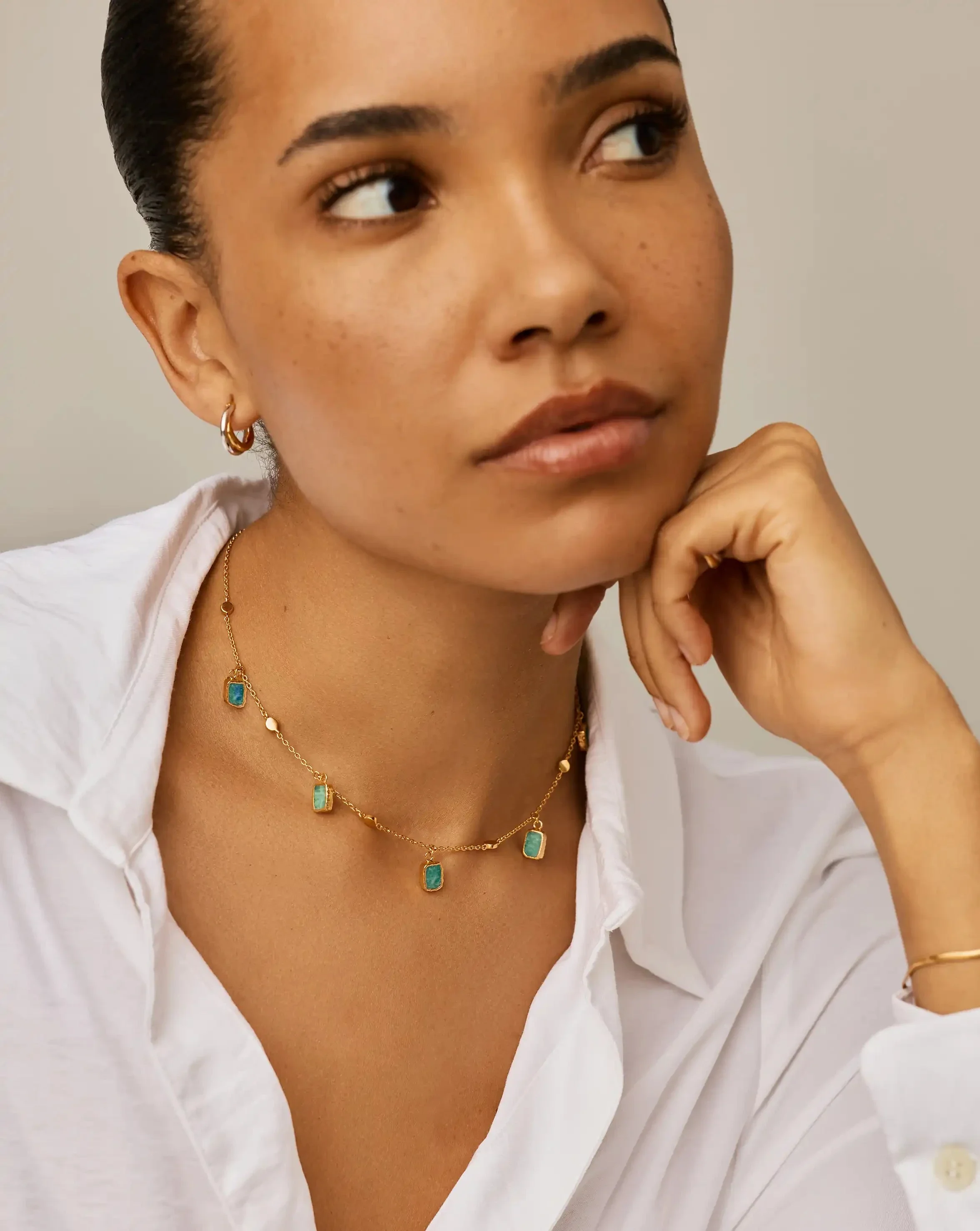 Lena Charm Choker | 18k Gold Plated/Amazonite - Image 6