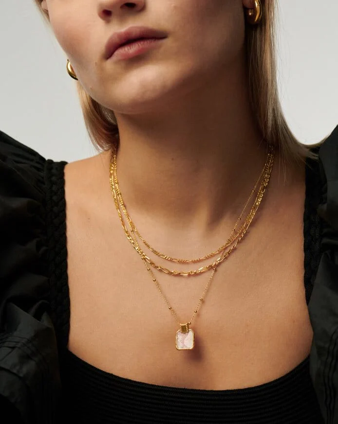Lena Charm Necklace | 18k Gold Plated/Rhodochrosite - Image 2