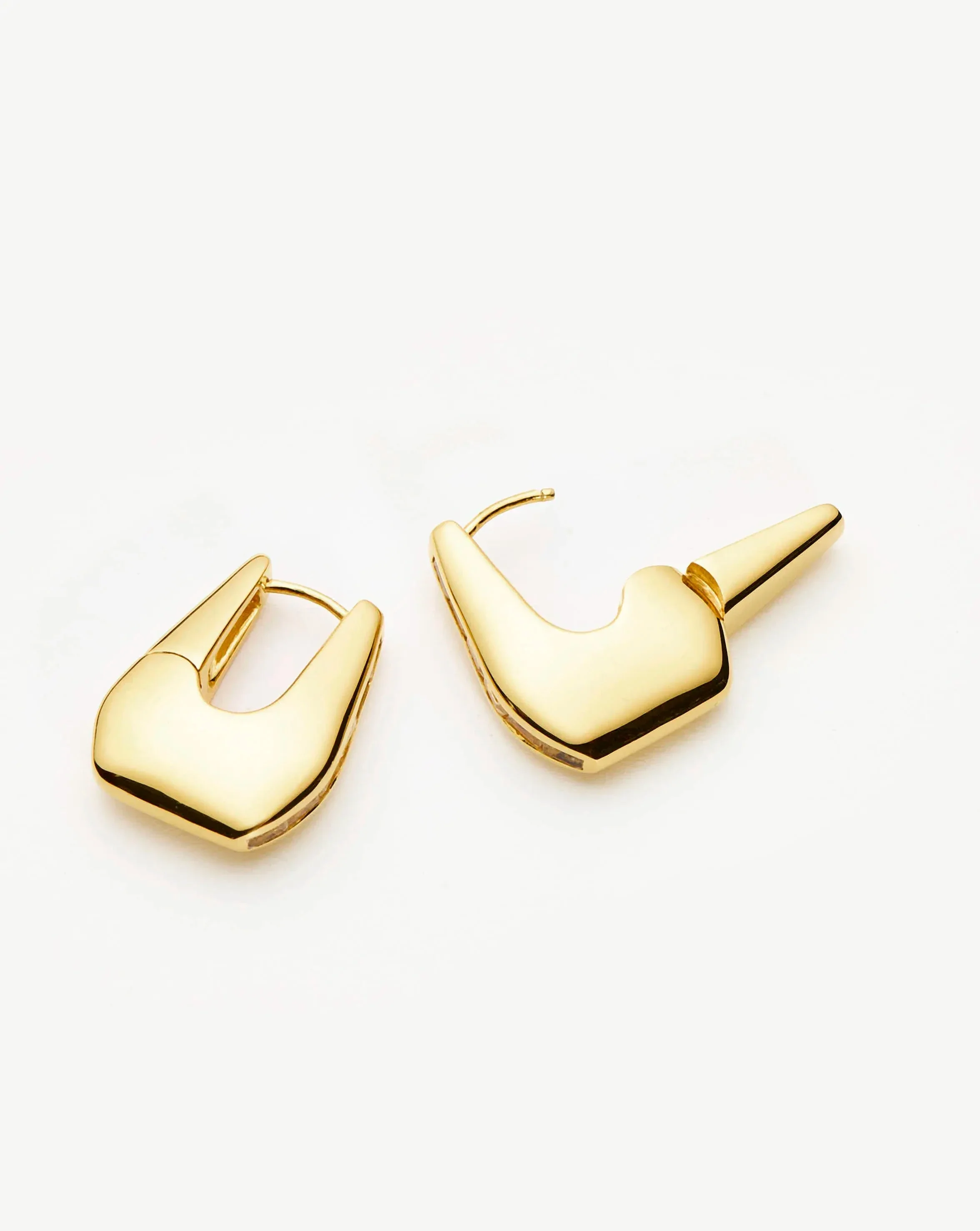 Lucy Williams Arco Pavé Small Hoop Earrings | 18k Gold Plated - Image 3