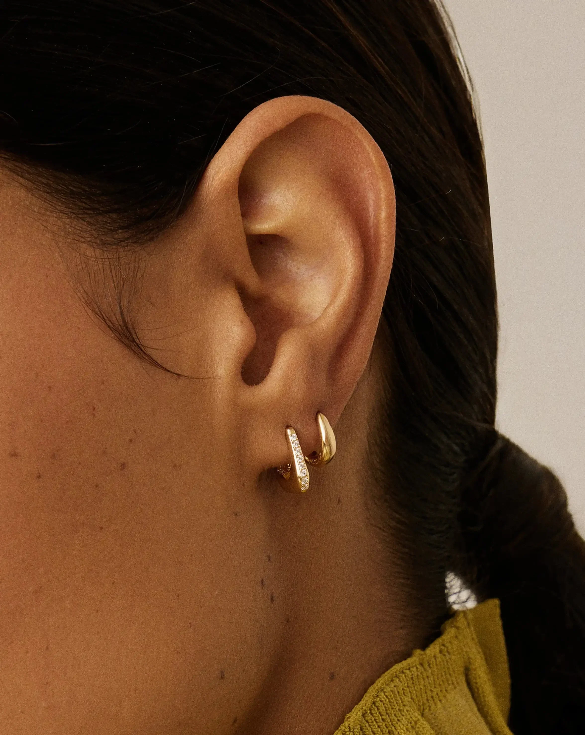 Lucy Williams Solid Gold Diamond Arco Huggies | 14k Solid Gold/Lab Grown Diamonds - Image 3