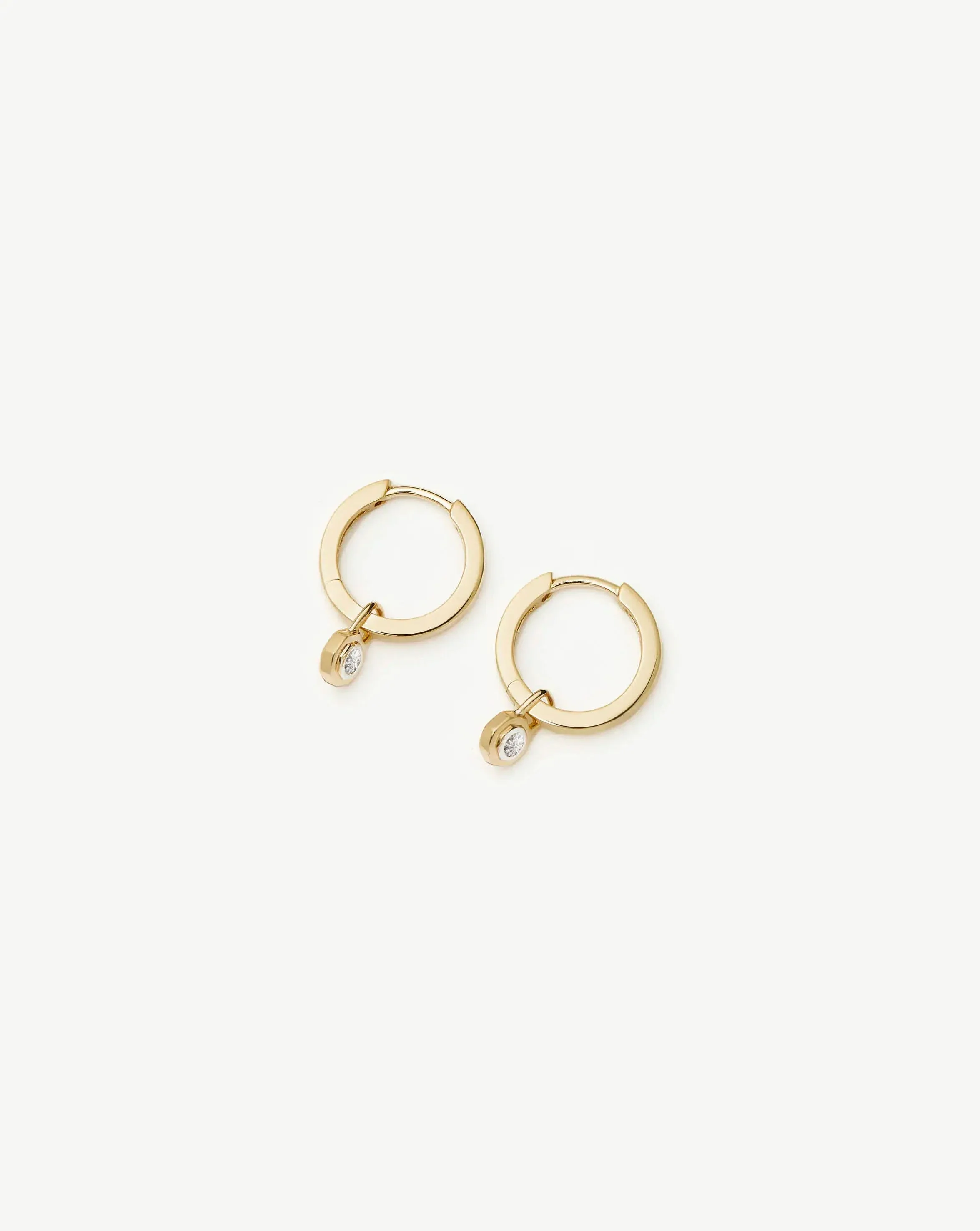 Lucy Williams Solid Gold Diamond Drop Huggies | 14k Solid Gold/Lab Grown Diamond