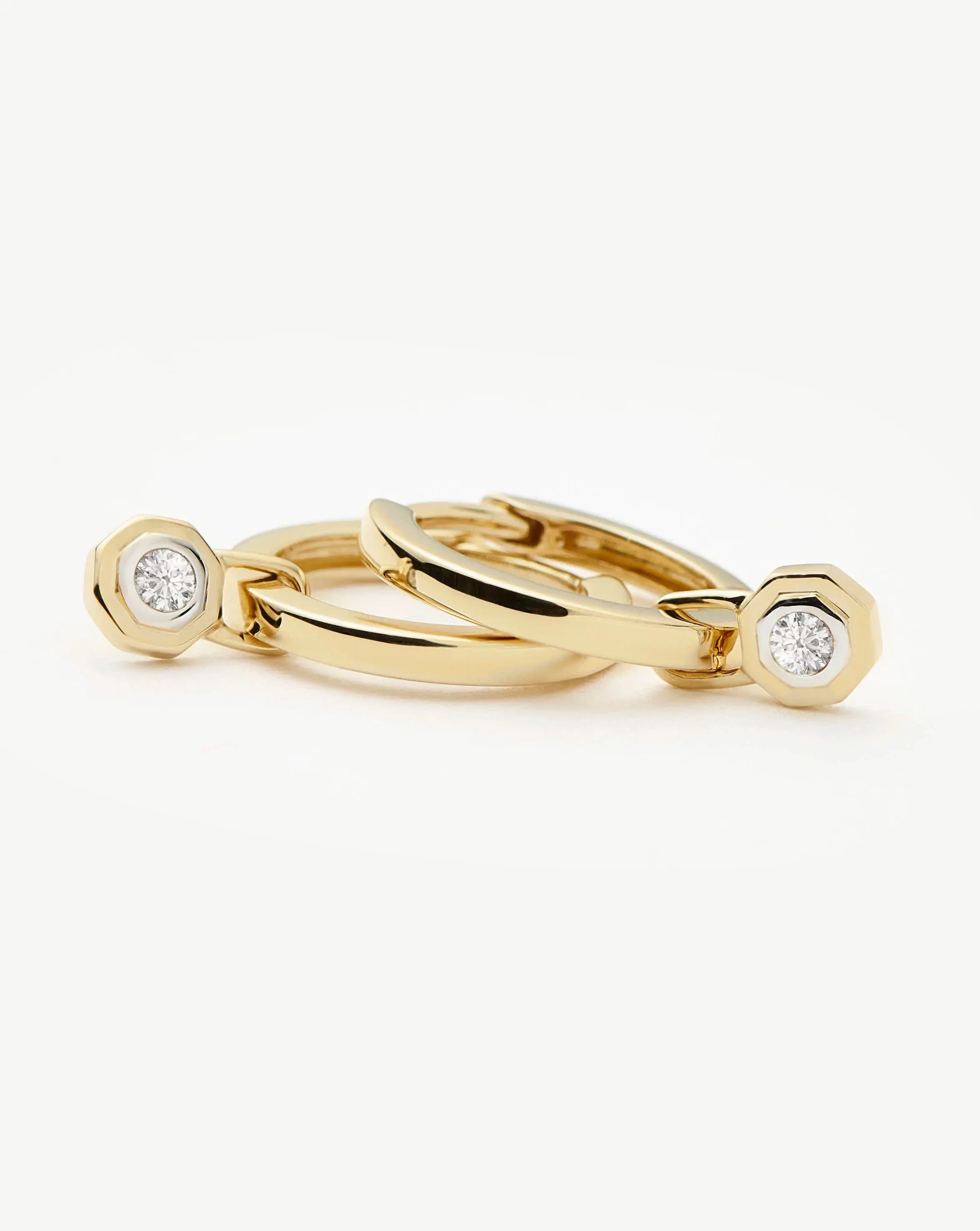 Lucy Williams Solid Gold Diamond Drop Huggies | 14k Solid Gold/Lab Grown Diamond - Image 7
