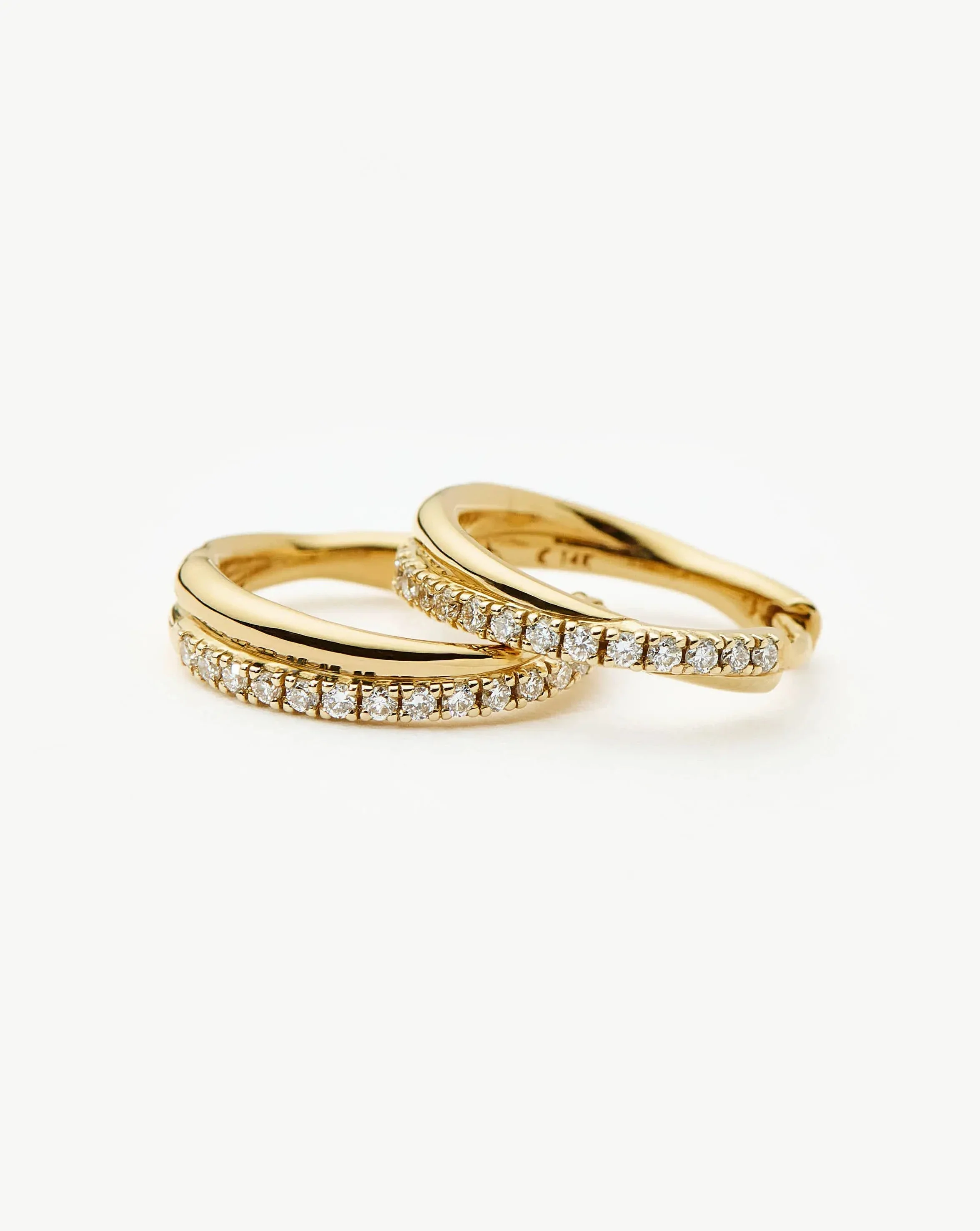 Lucy Williams Solid Gold Diamond Entwine Huggies | 14k Solid Gold/Lab Grown Diamonds