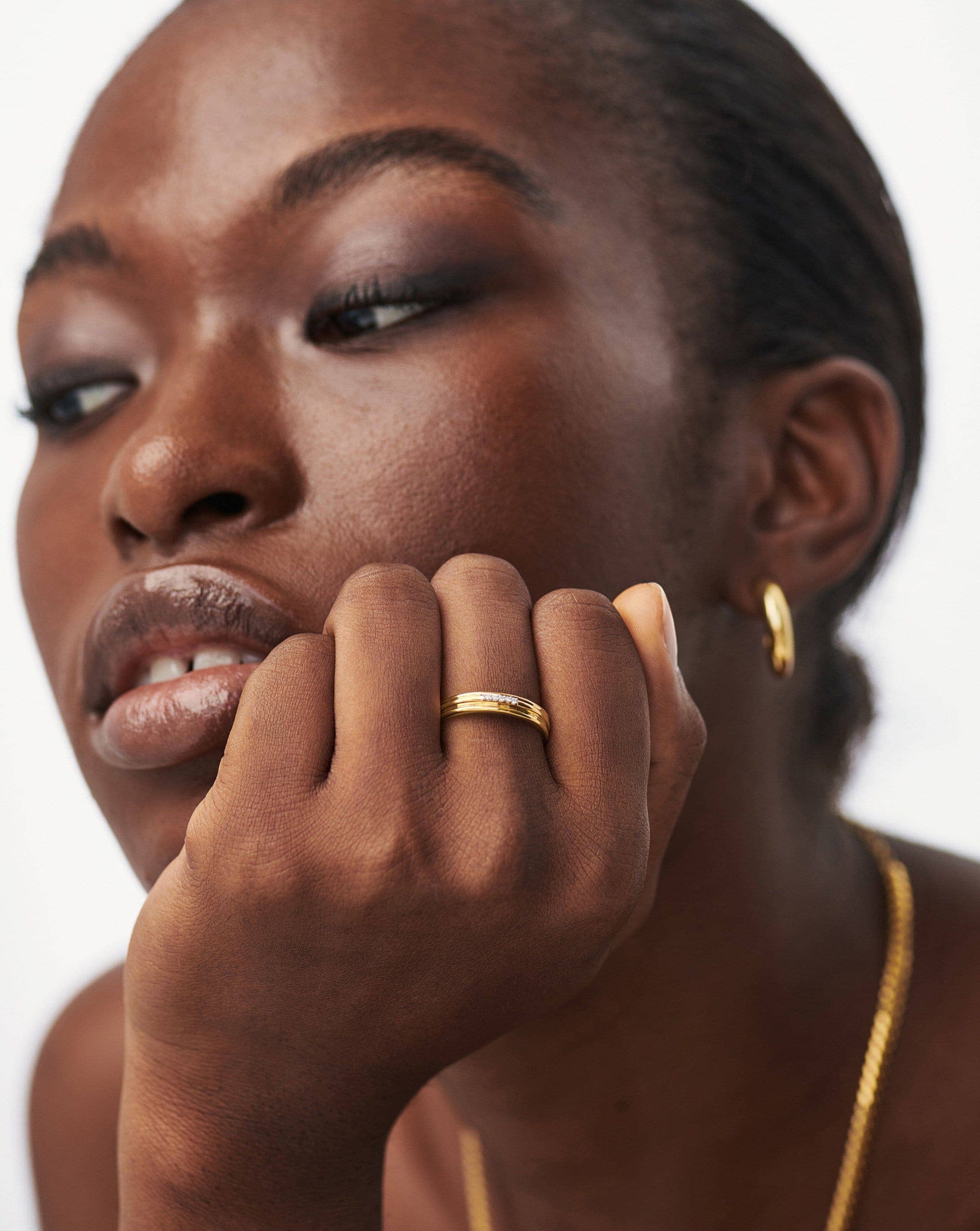 Lucy Williams Pave Ridge Ring | 18k Gold Vermeil/Cubic Zirconia - Image 2