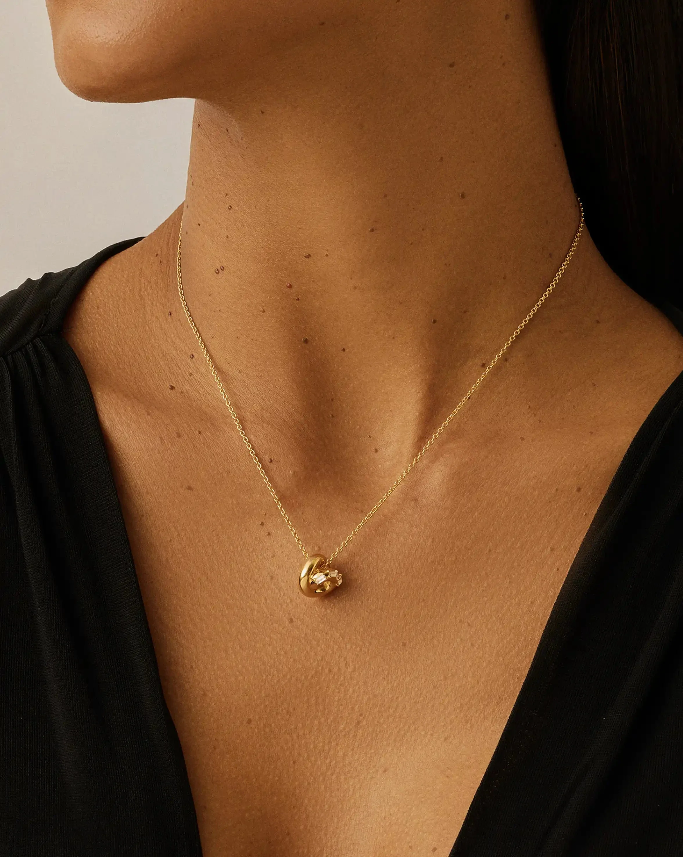 Lucy Williams Pavé Knot Pendant Necklace  | 18k Gold Plated - Image 2