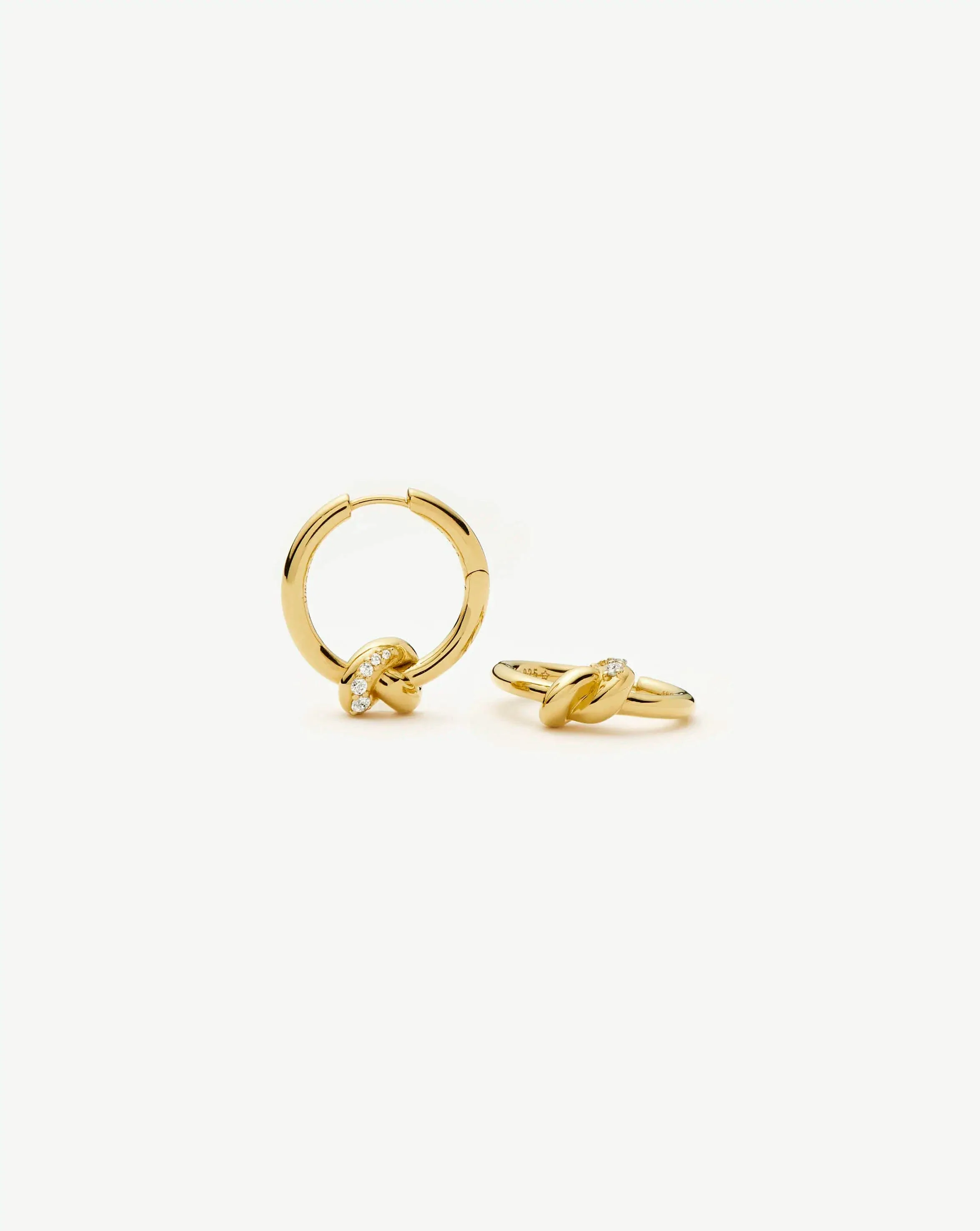 Lucy Williams Pavé Knot Small Hoop Earrings | 18k Gold Plated - Image 4