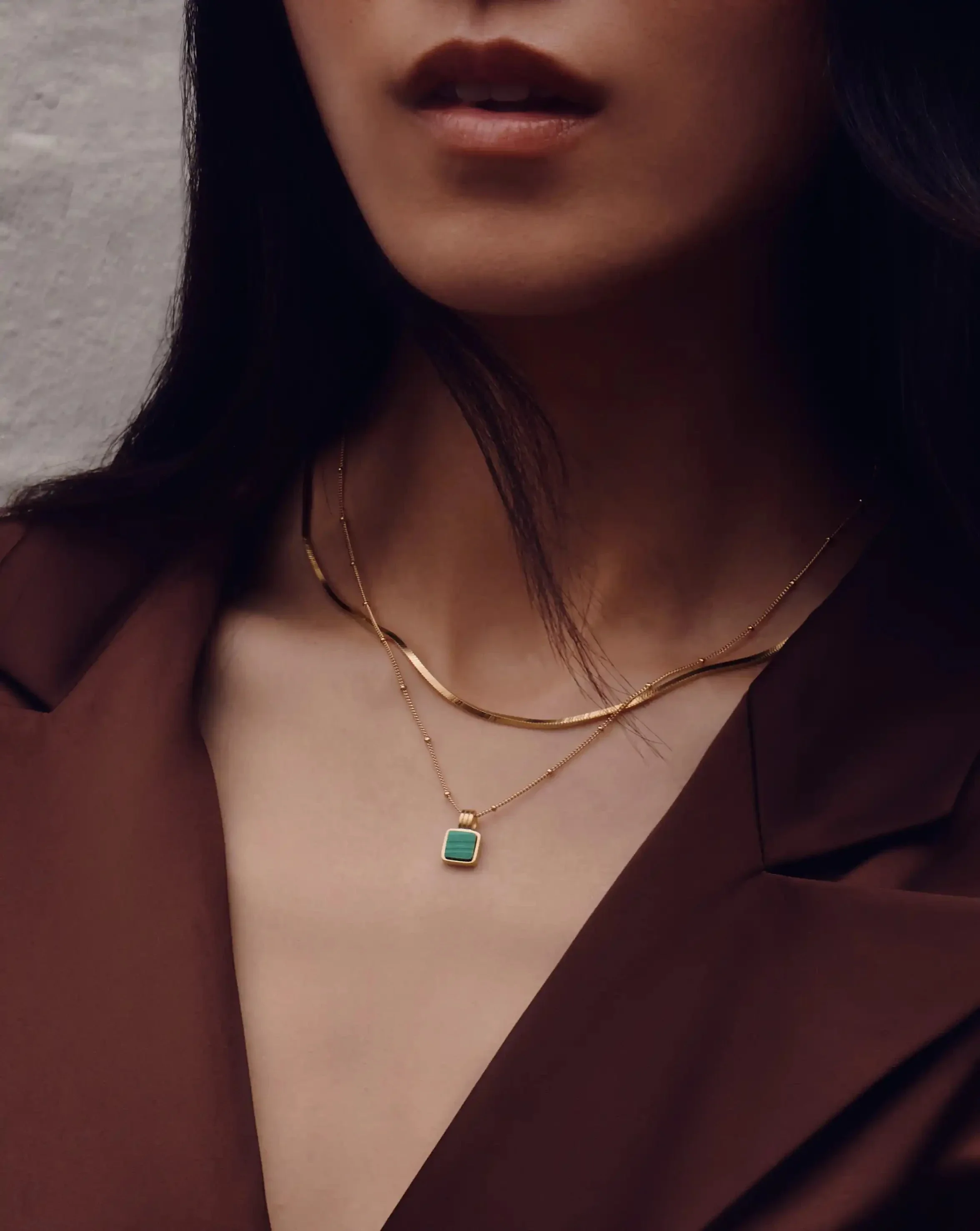 The Signature Gemstone Necklace Set | 18k Gold Vermeil/Malachite - Image 3