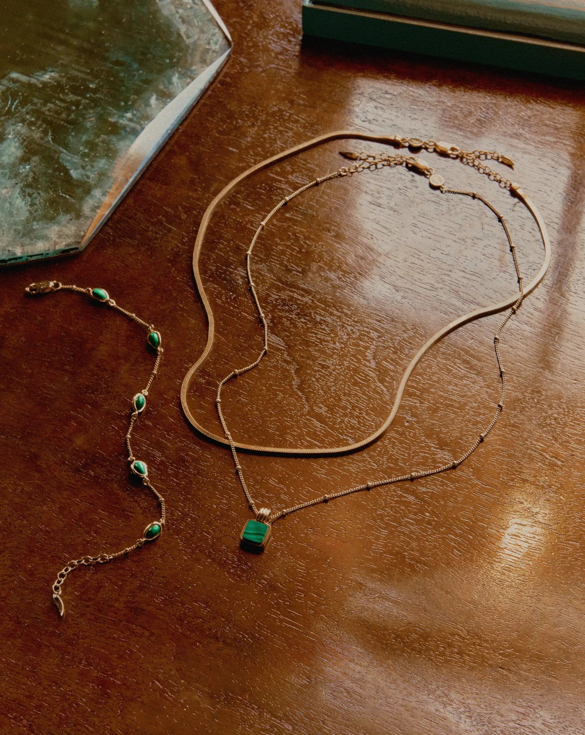 The Signature Gemstone Necklace Set | 18k Gold Vermeil/Malachite - Image 5