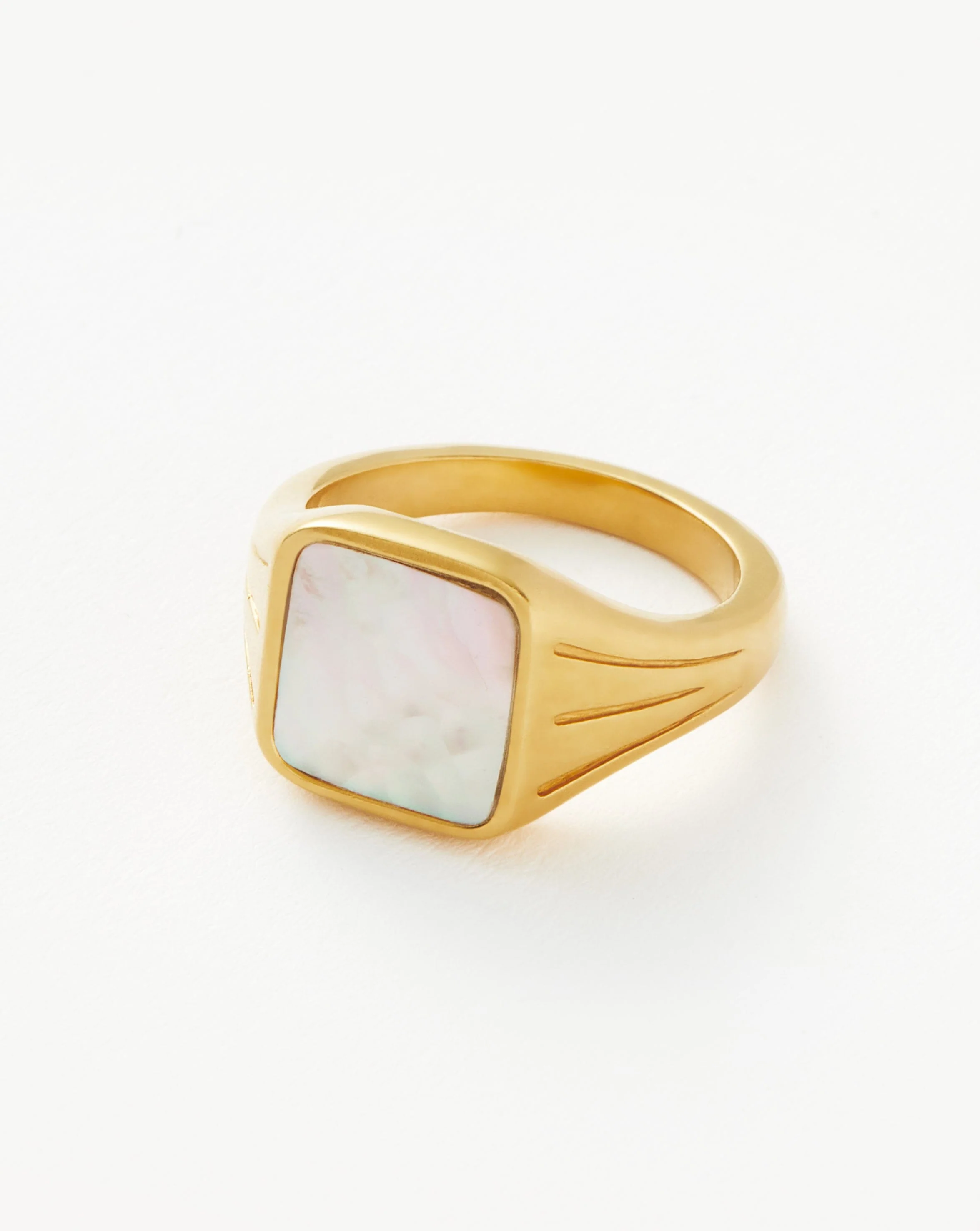 Lucy Williams Square Signet Ring | 18k Gold Vermeil/Mother of Pearl - Image 4