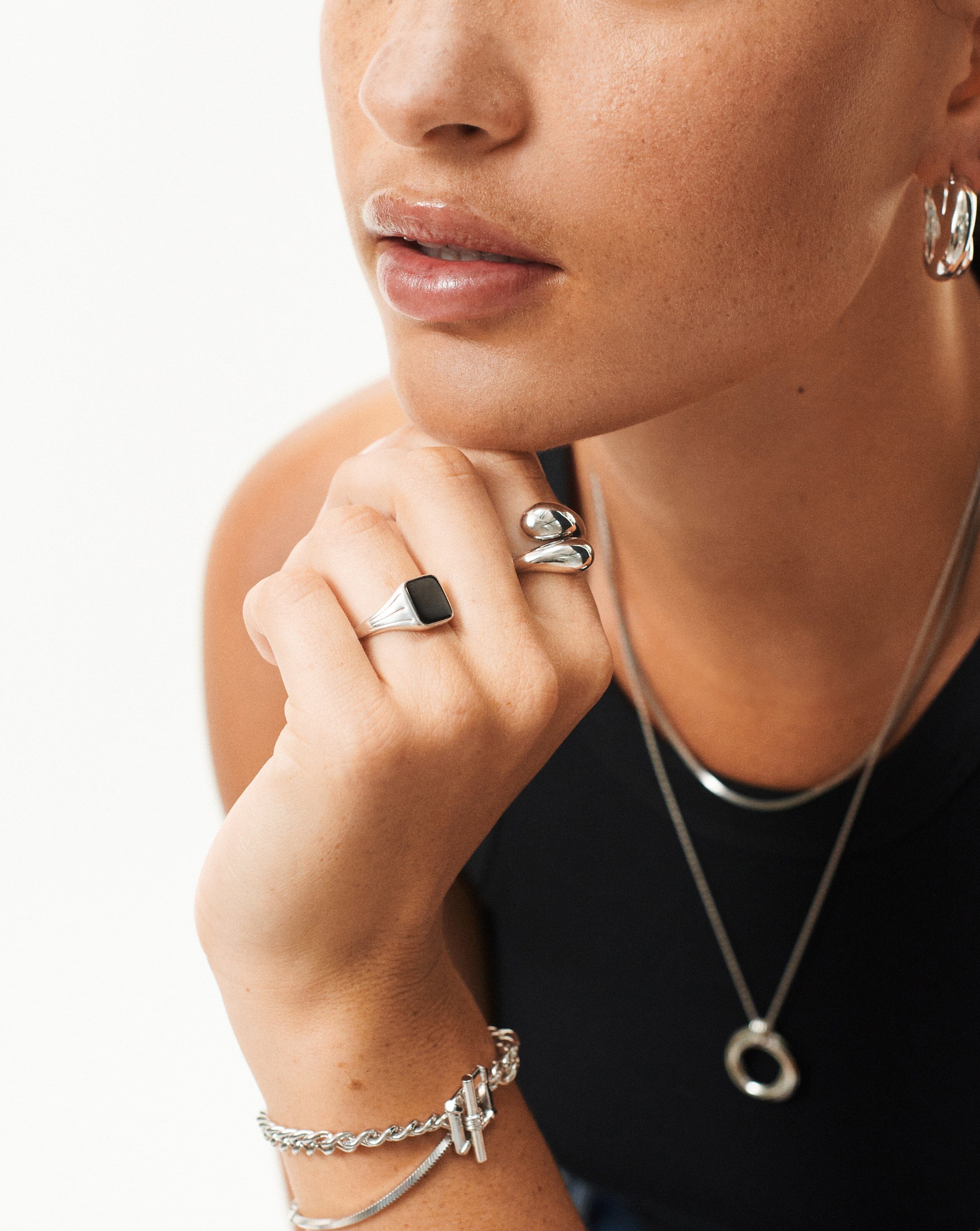 Lucy Williams Square Signet Ring | Sterling Silver/Black Onyx - Image 6
