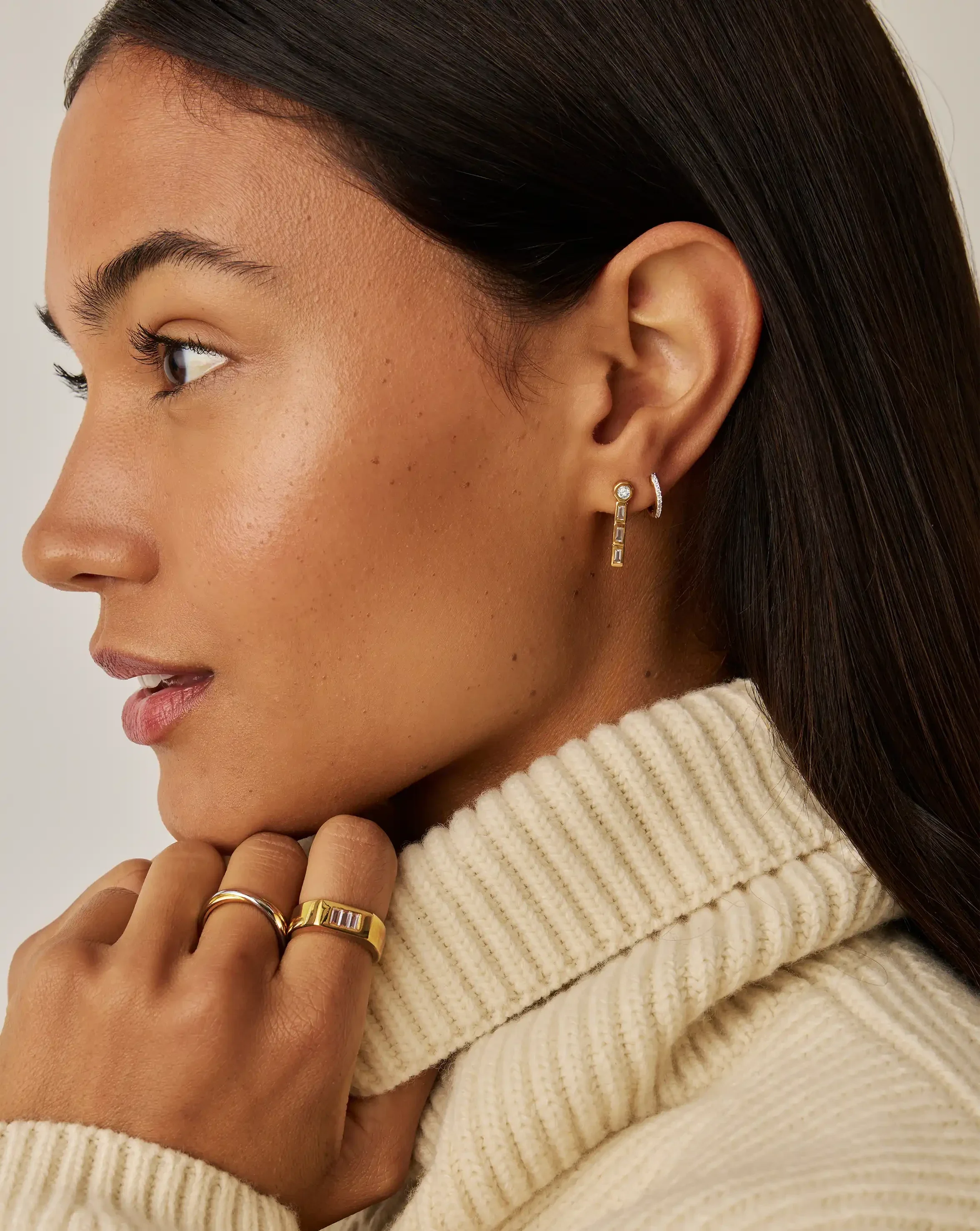 Lucy Williams Tennis Small Drop Earrings | 18k Gold Vermeil - Image 3